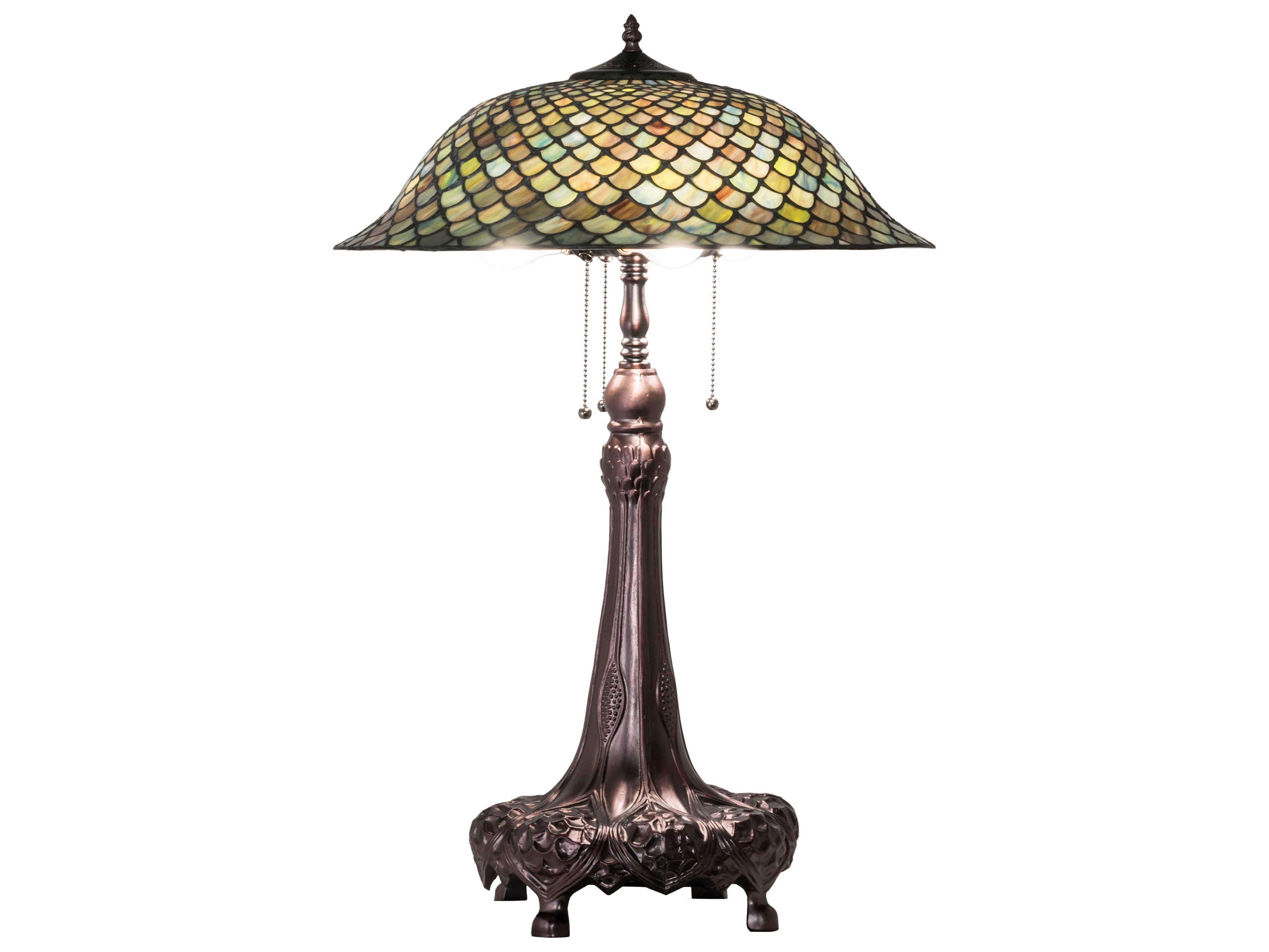 Meyda Tiffany Fishscale Glass Mahogany Bronze Buffet Lamp