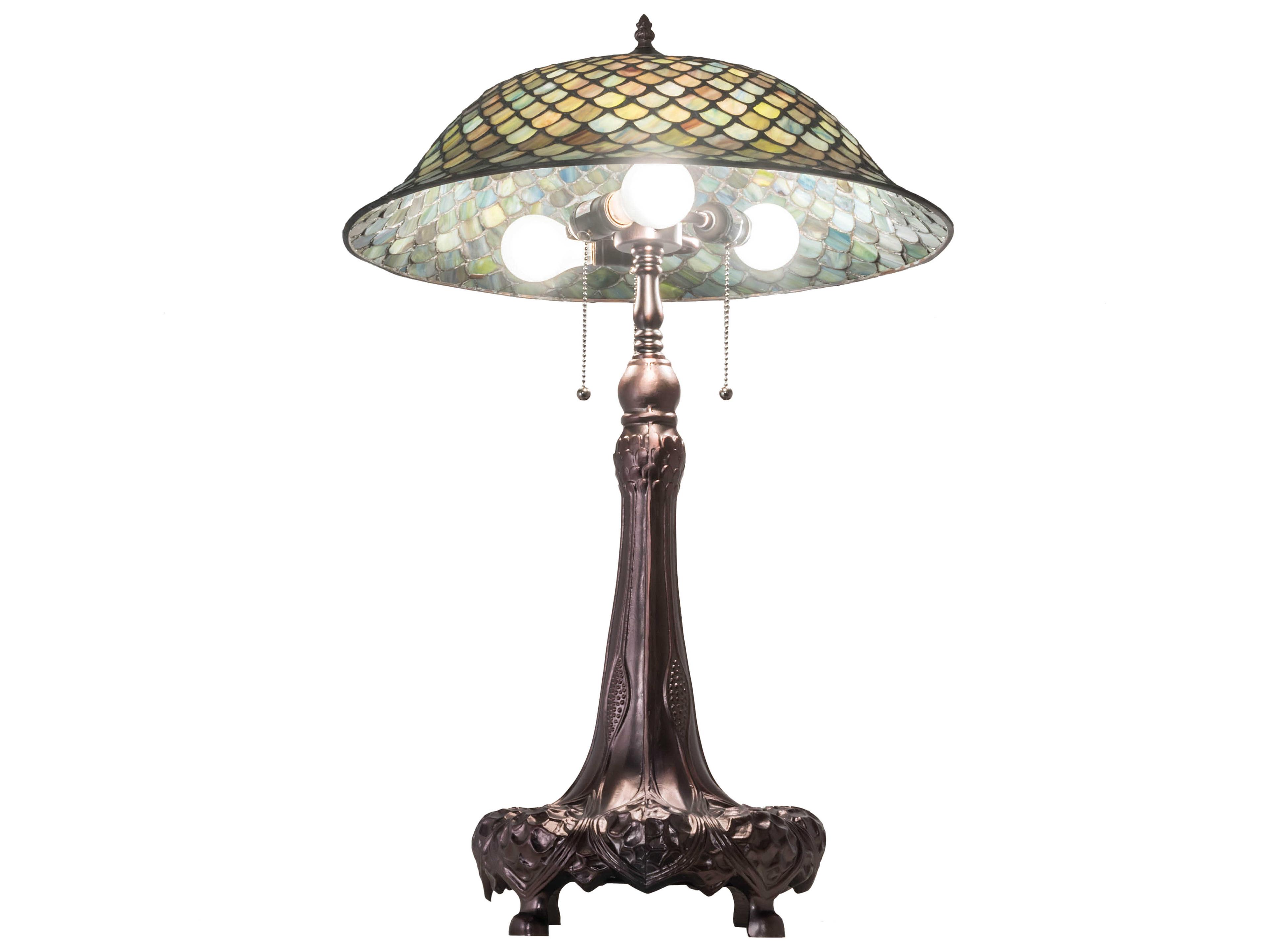 Meyda Tiffany Fishscale Glass Mahogany Bronze Buffet Lamp