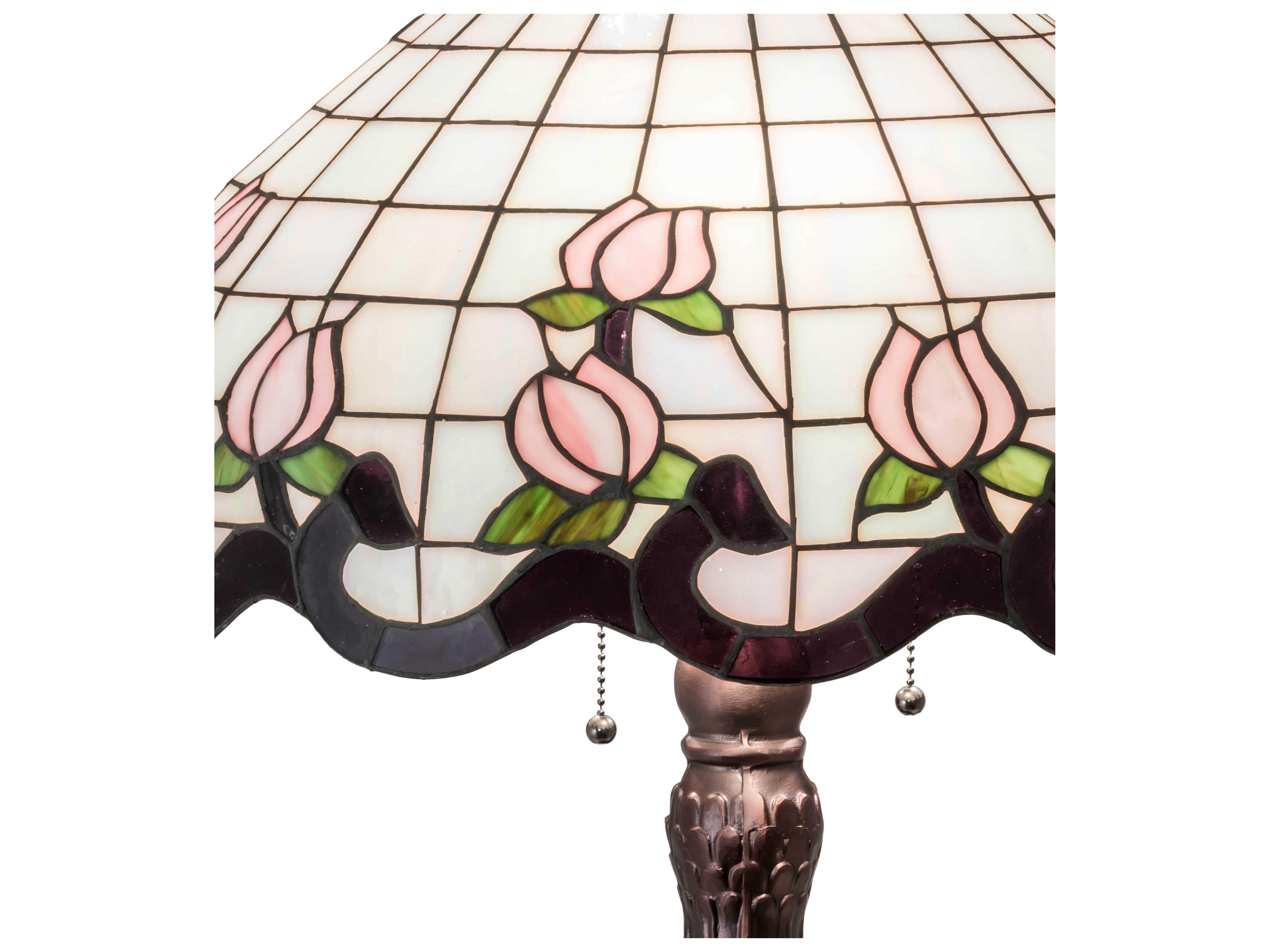 Meyda Roseborder Glass Tiffany Mahogany Bronze Buffet Lamp