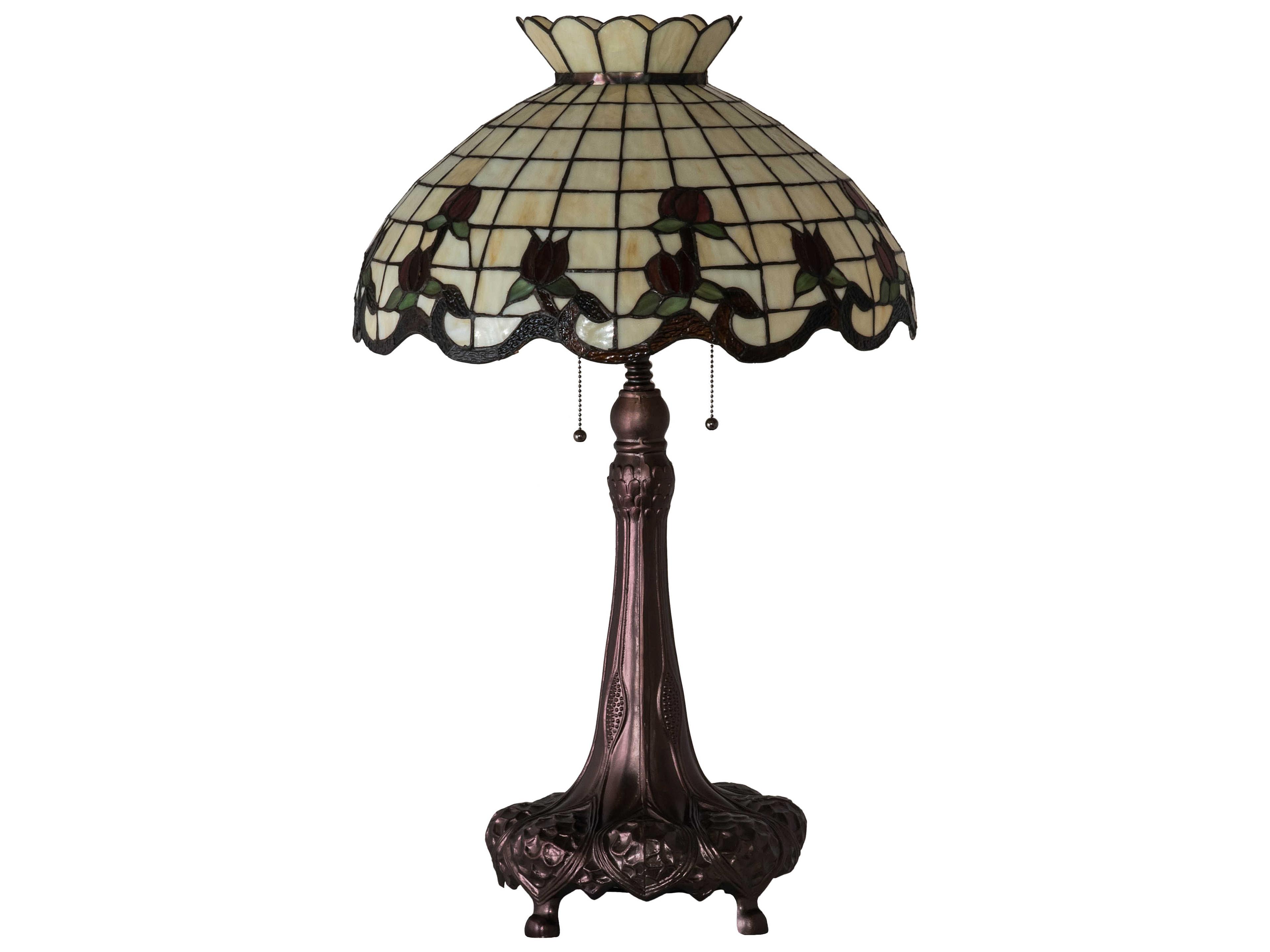 Meyda Roseborder Glass Tiffany Mahogany Bronze Buffet Lamp