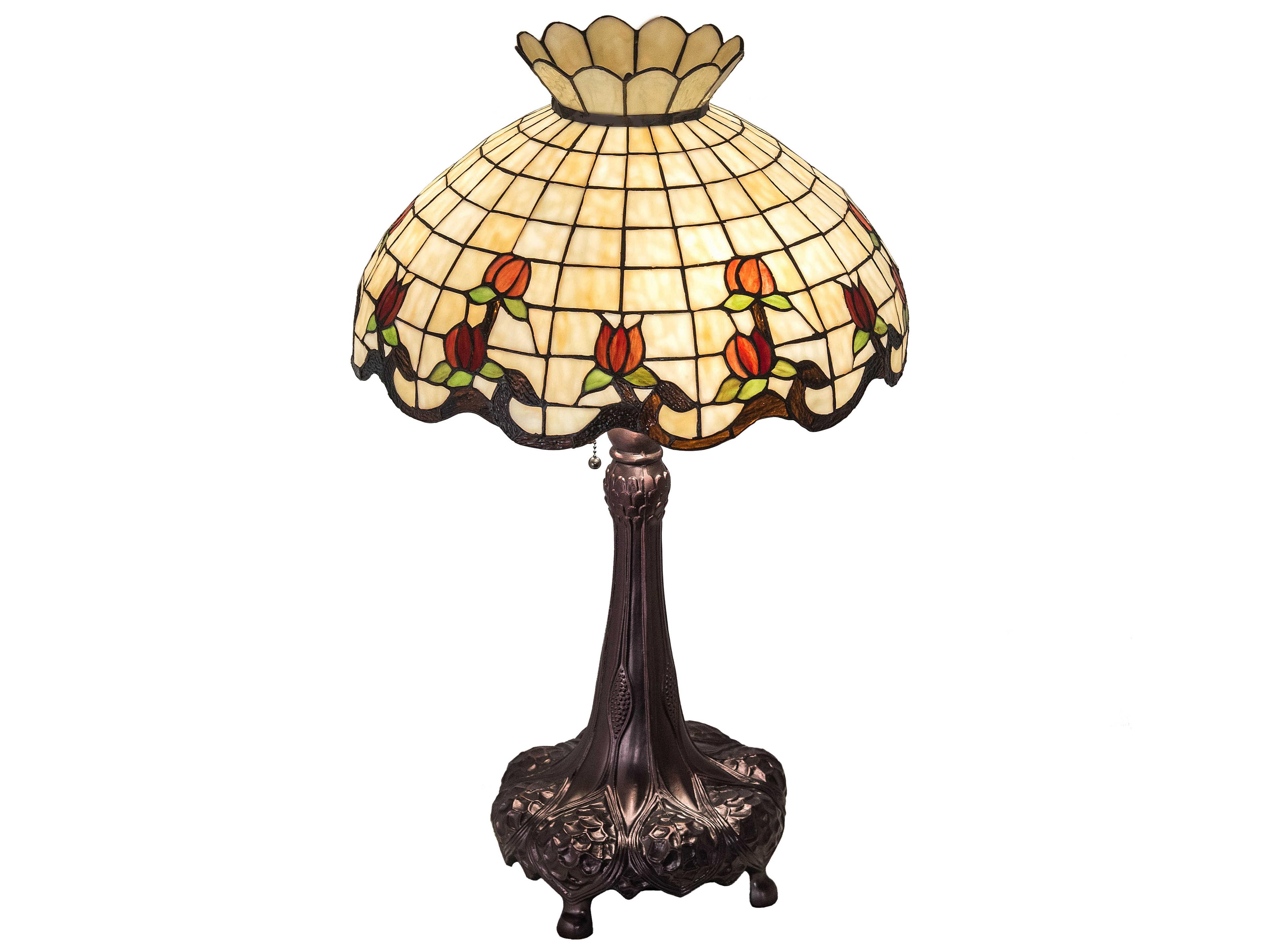 Meyda Roseborder Glass Tiffany Mahogany Bronze Buffet Lamp