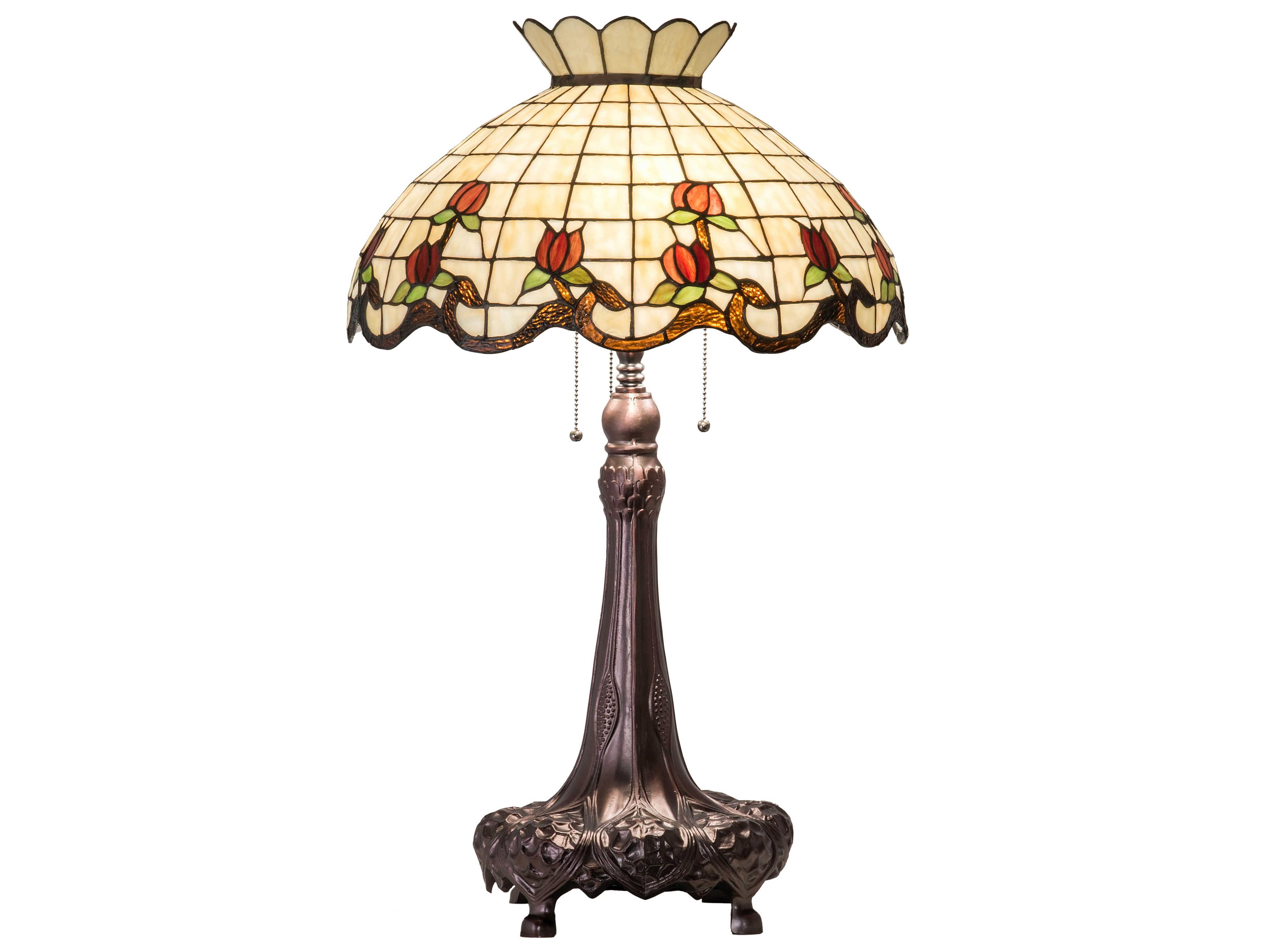 Meyda Roseborder Glass Tiffany Mahogany Bronze Buffet Lamp