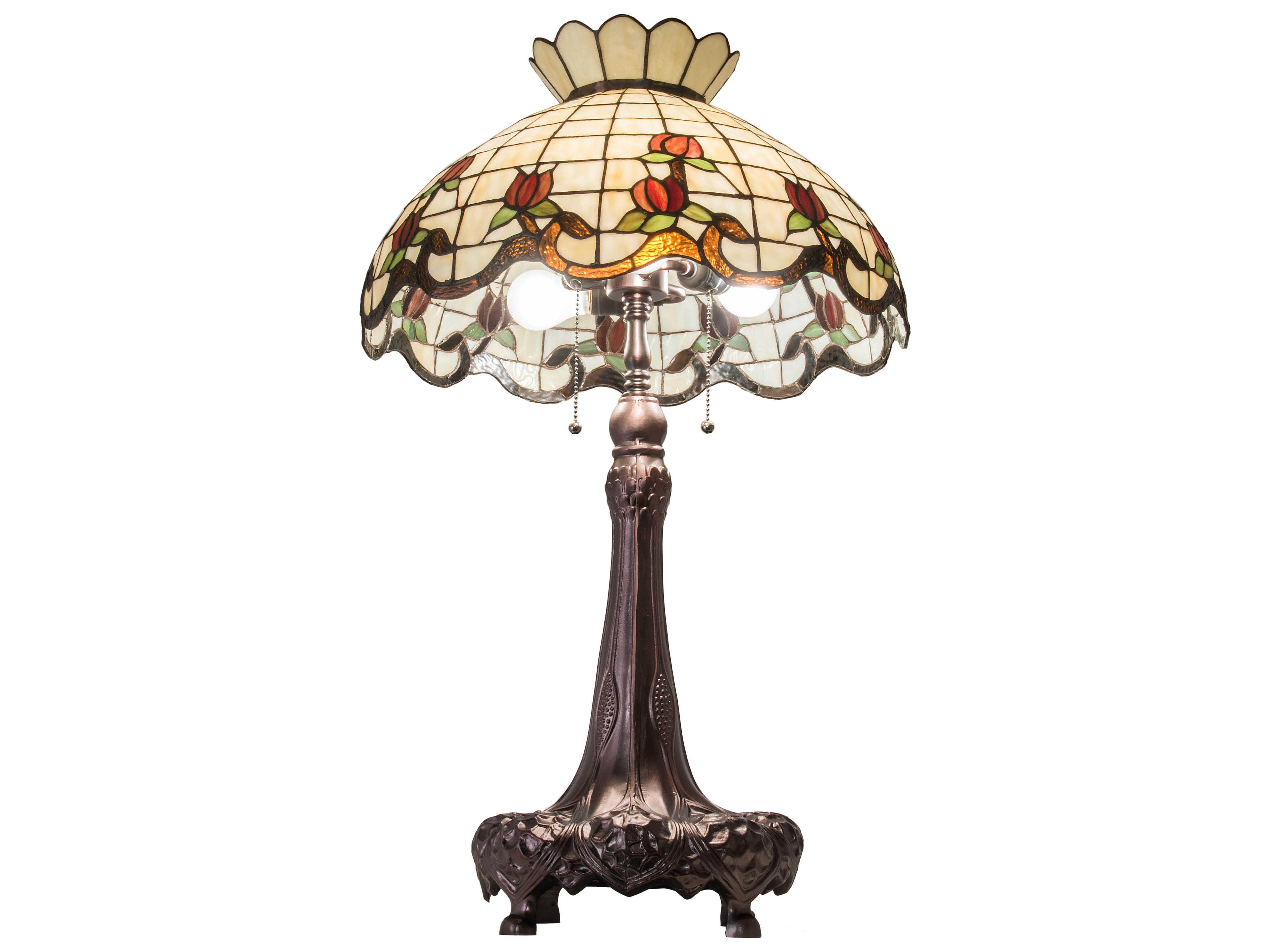 Meyda Roseborder Glass Tiffany Mahogany Bronze Buffet Lamp