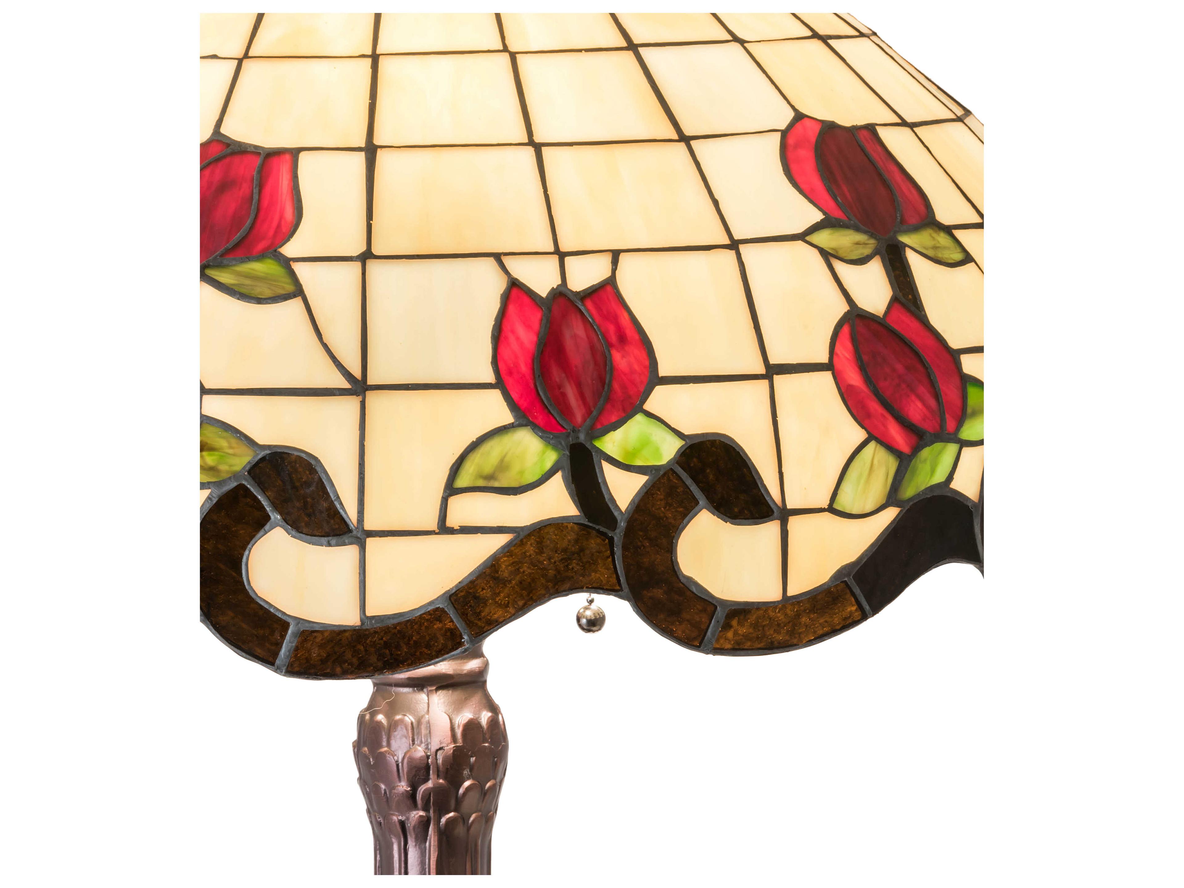 Meyda Roseborder Glass Tiffany Mahogany Bronze Buffet Lamp