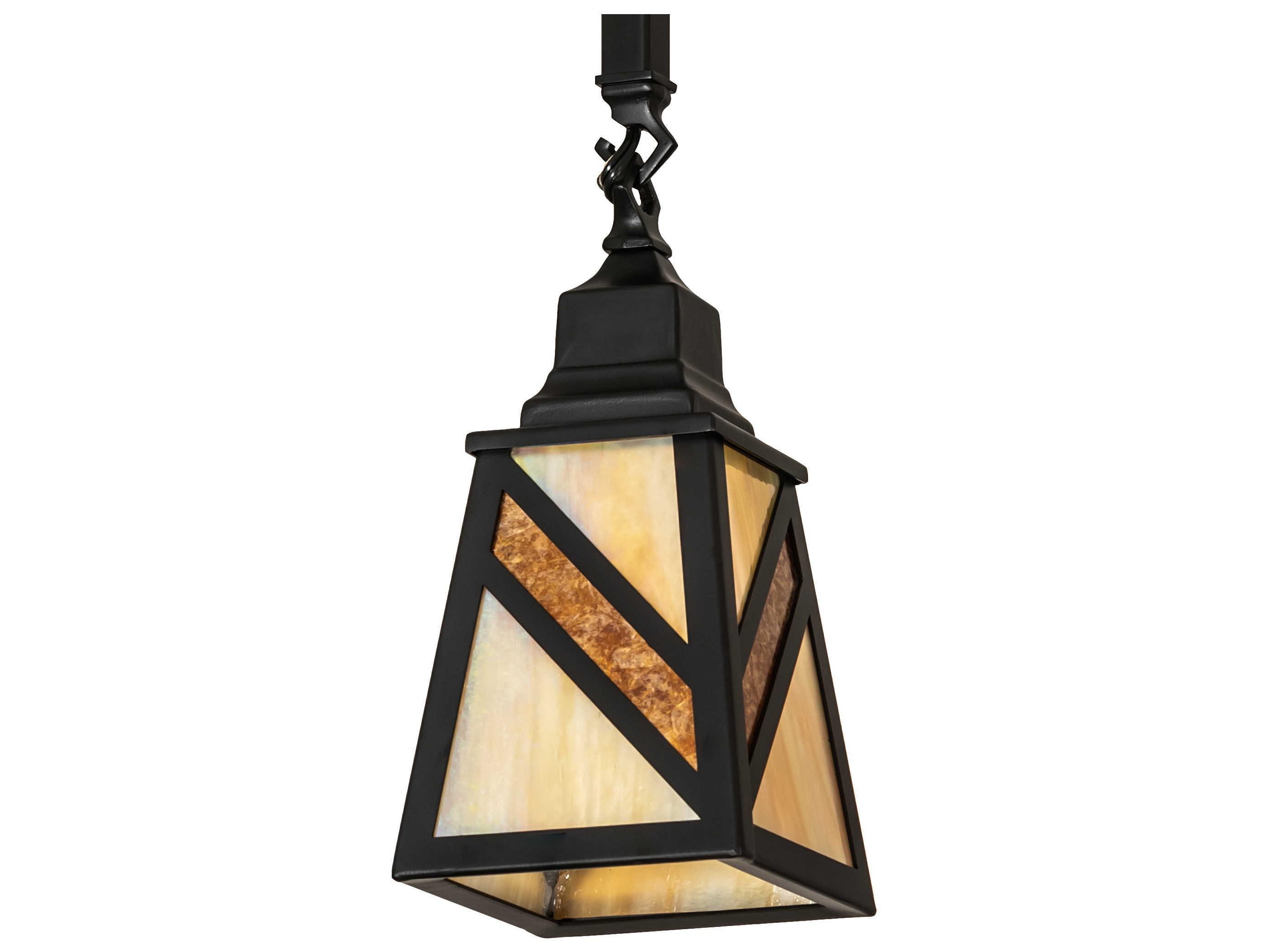 Meyda Santa Fe 1-Light Flat Black Glass Mini Pendant