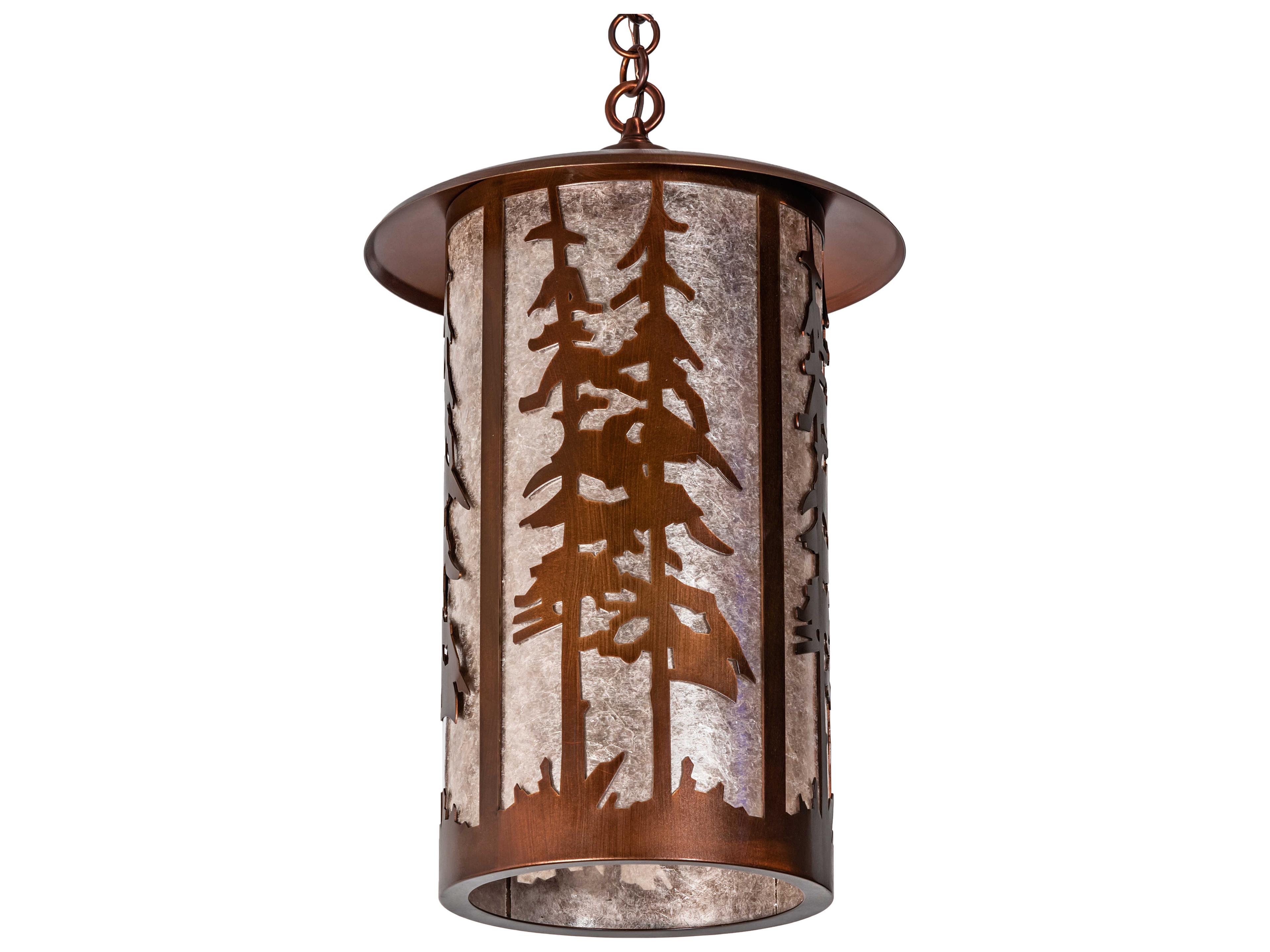 Meyda Fulton 1-Light Vintage Copper Cylinder Lantern Pendant