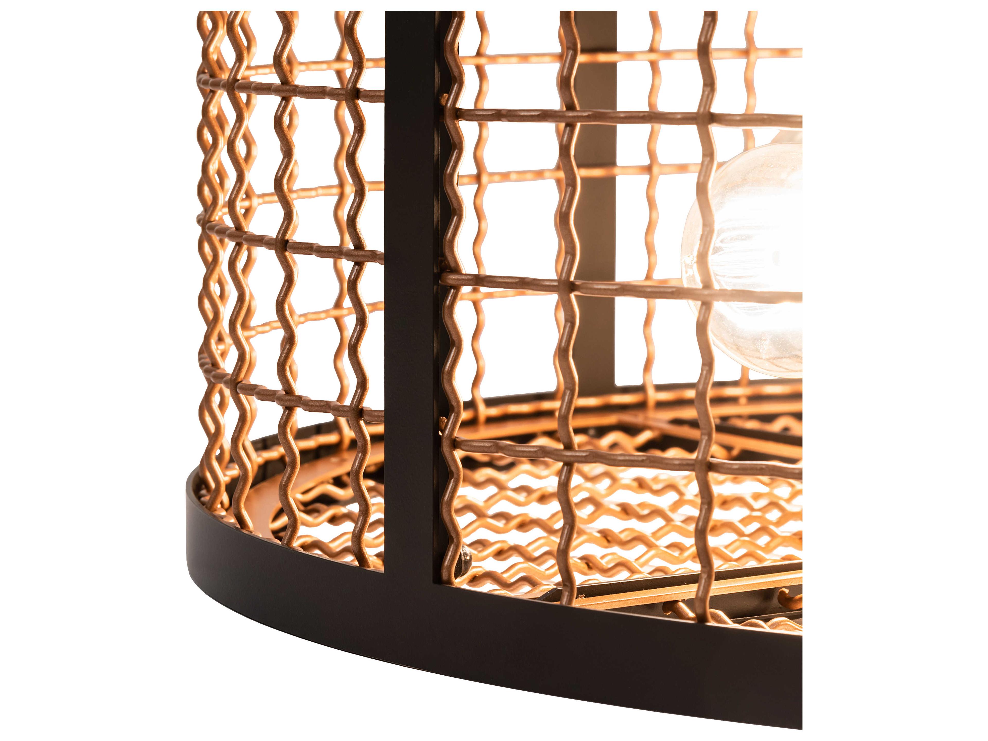 Meyda Paloma Golpe 4-Light Flat Black Metallic Bronze Drum Semi Flush Mount