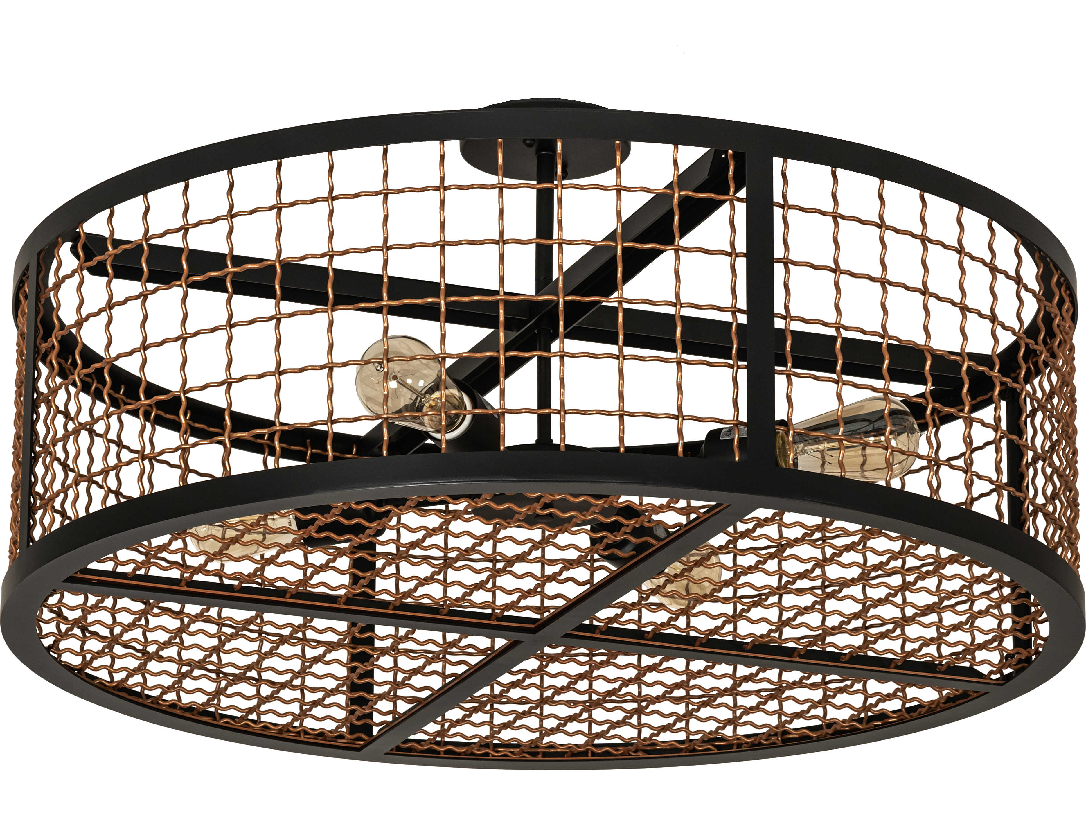 Meyda Paloma Golpe 4-Light Flat Black Metallic Bronze Drum Semi Flush Mount