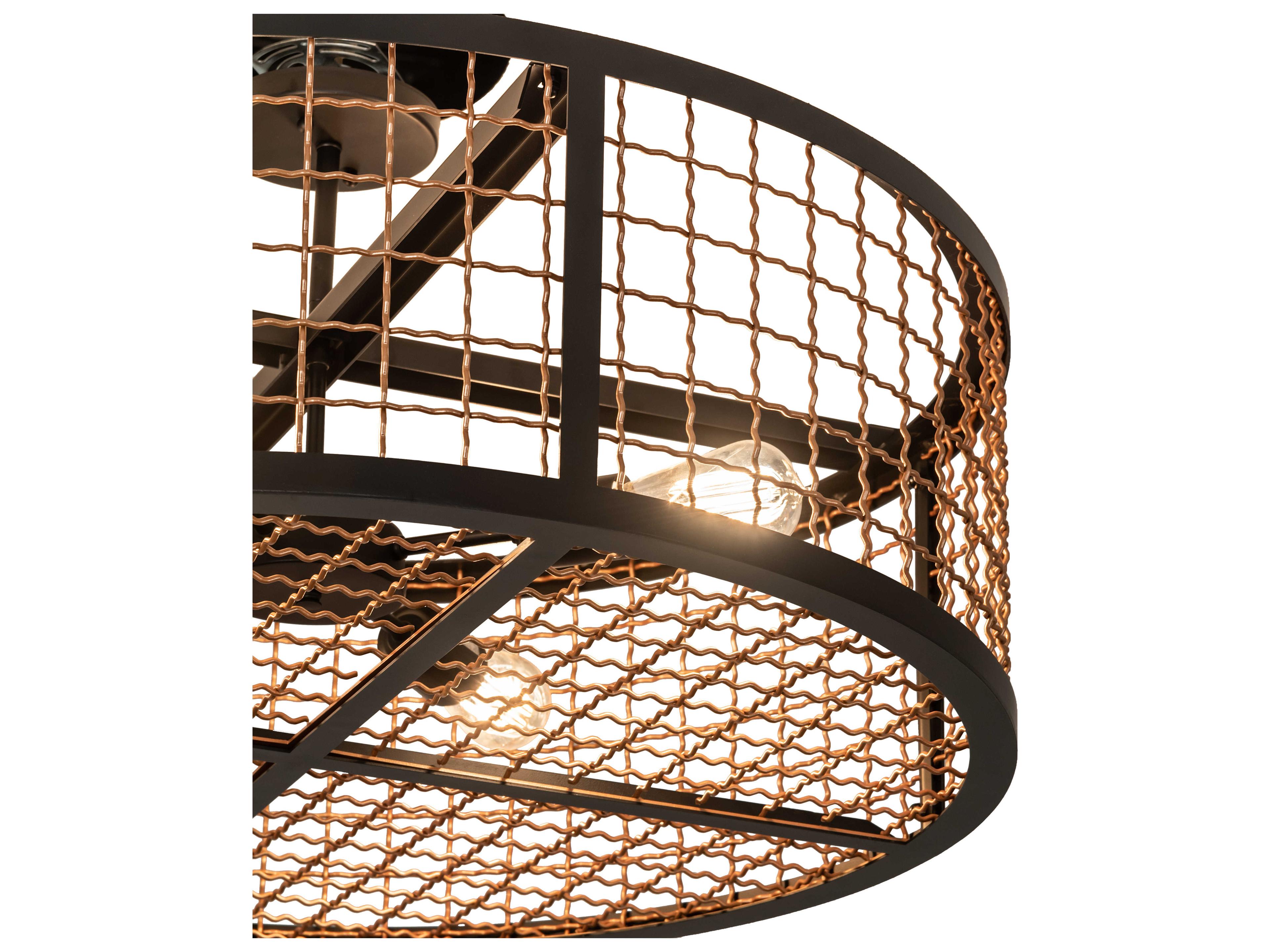 Meyda Paloma Golpe 4-Light Flat Black Metallic Bronze Drum Semi Flush Mount