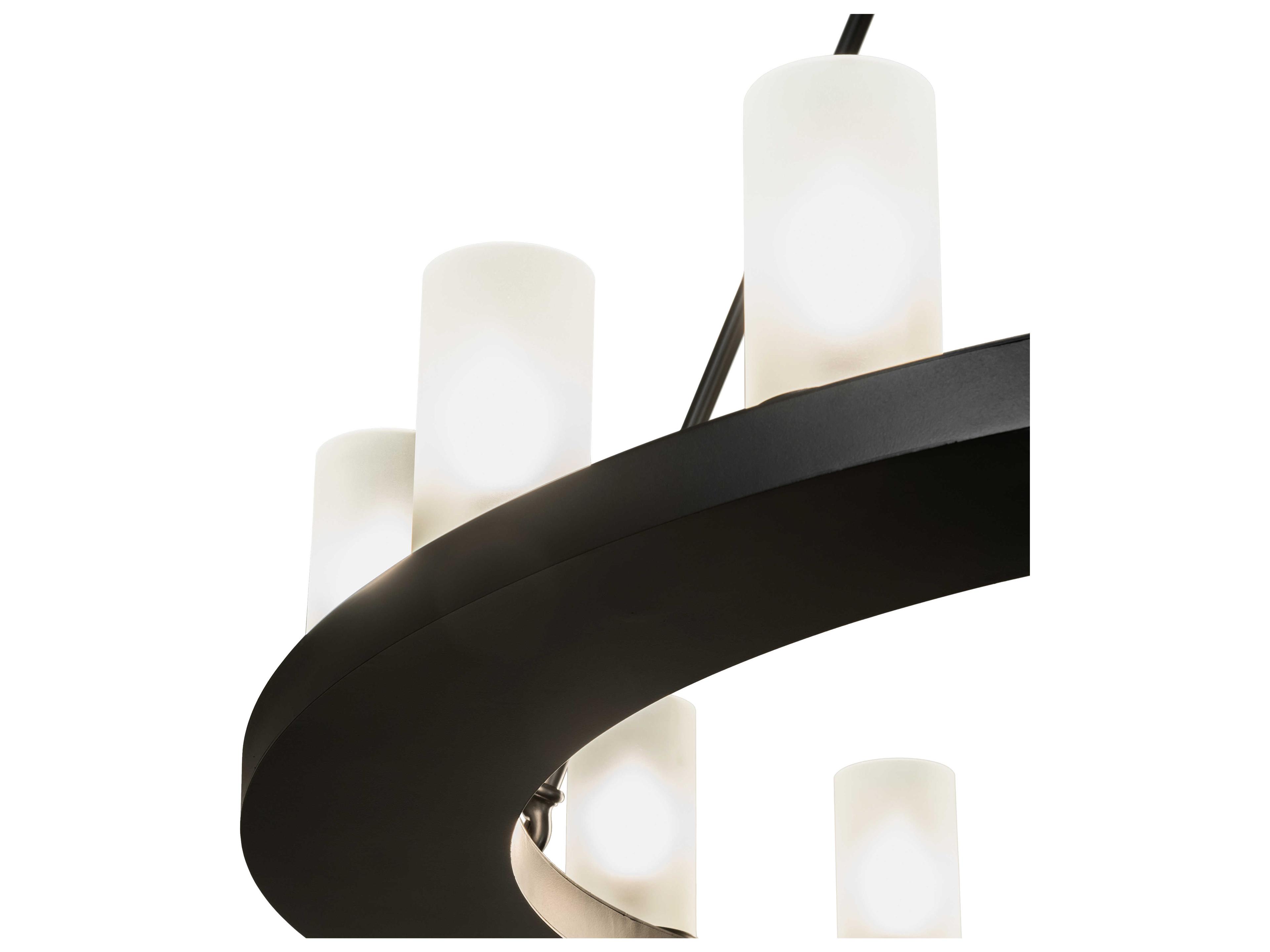 Meyda Loxley 16-Light6-Light Blackwash Glass Cylinder Round Chandelier