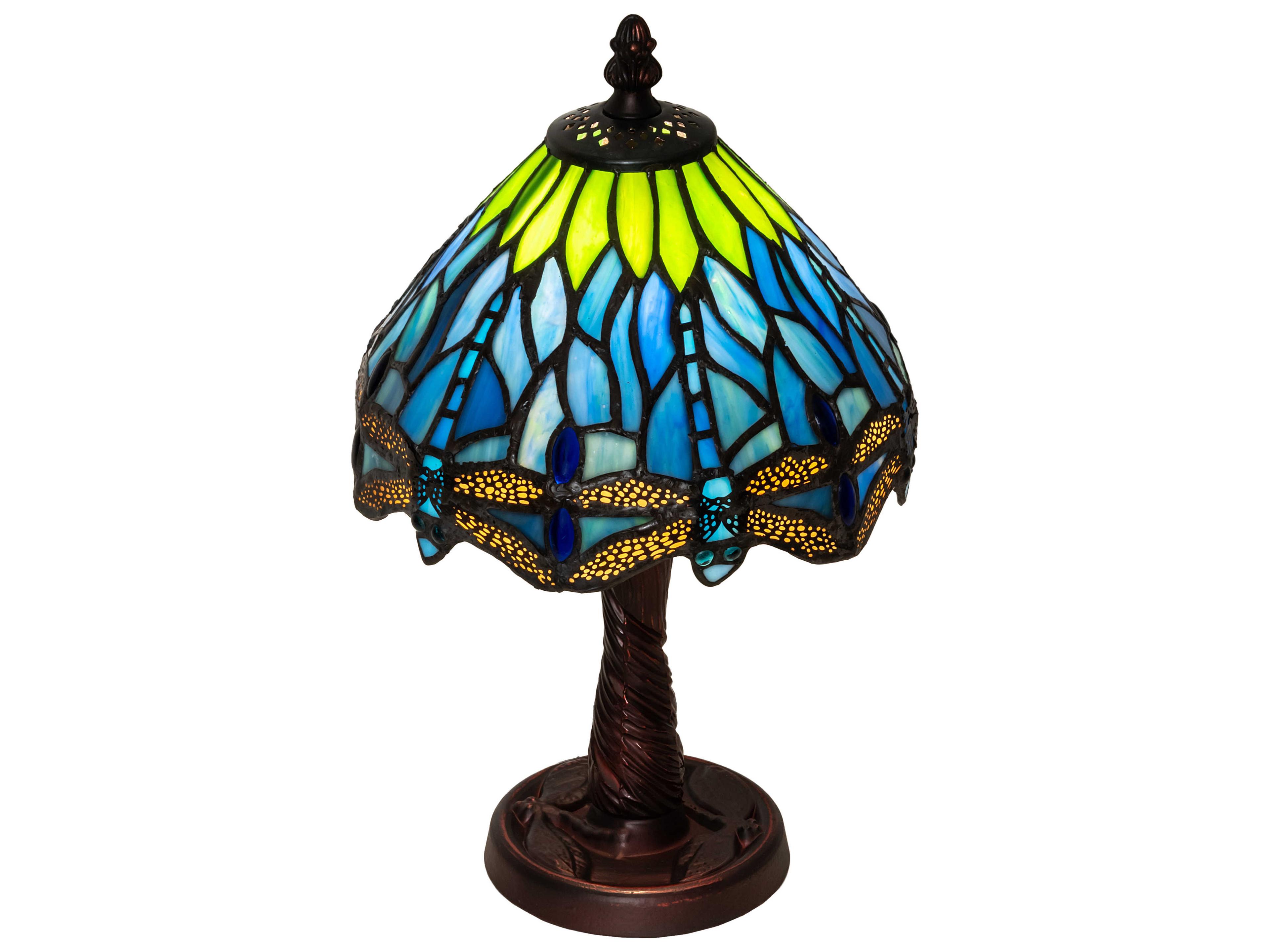 Meyda Tiffany Hanginghead Dragonfly Glass Mahogany Bronze Table Lamp