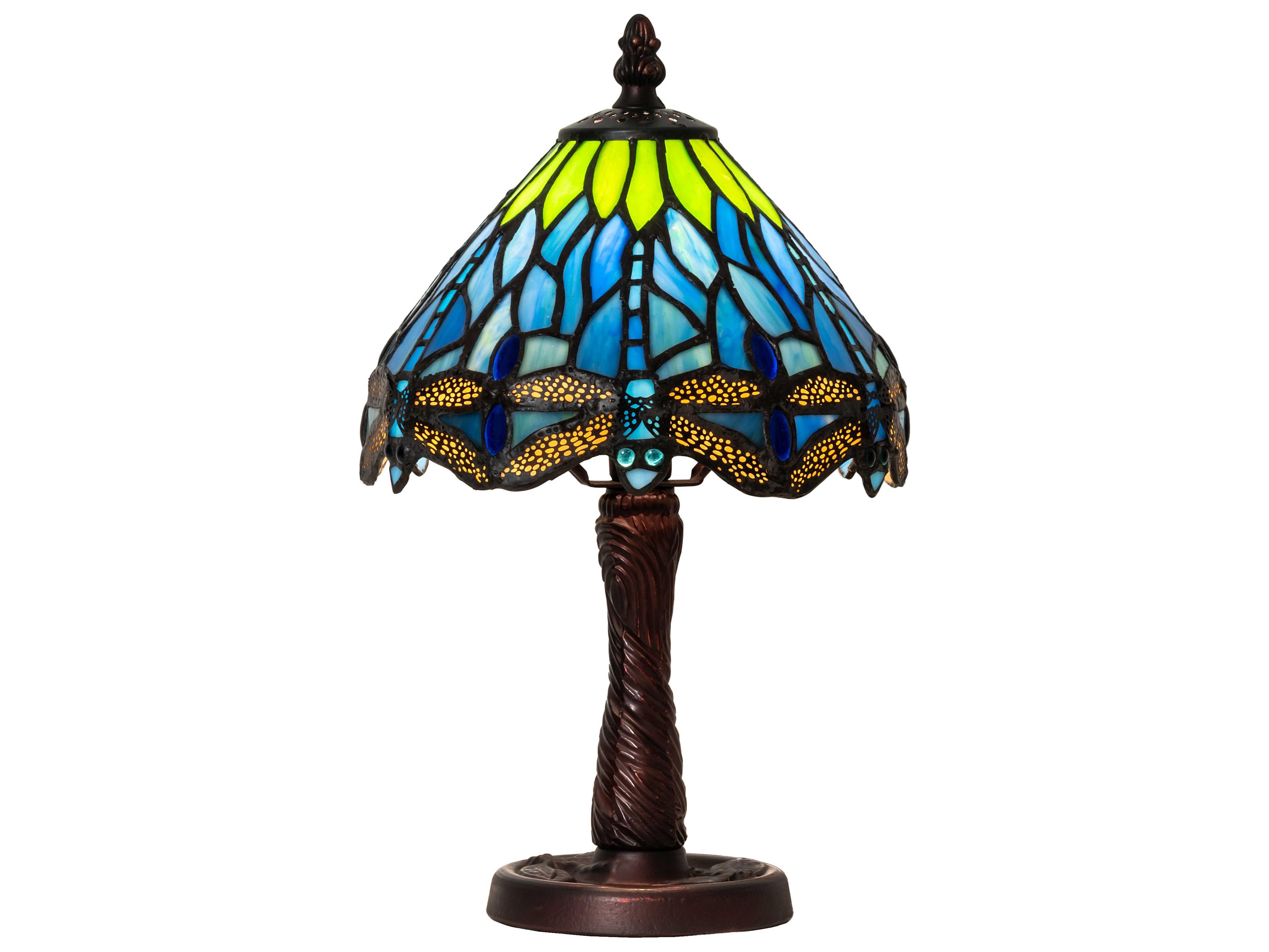 Meyda Tiffany Hanginghead Dragonfly Glass Mahogany Bronze Table Lamp