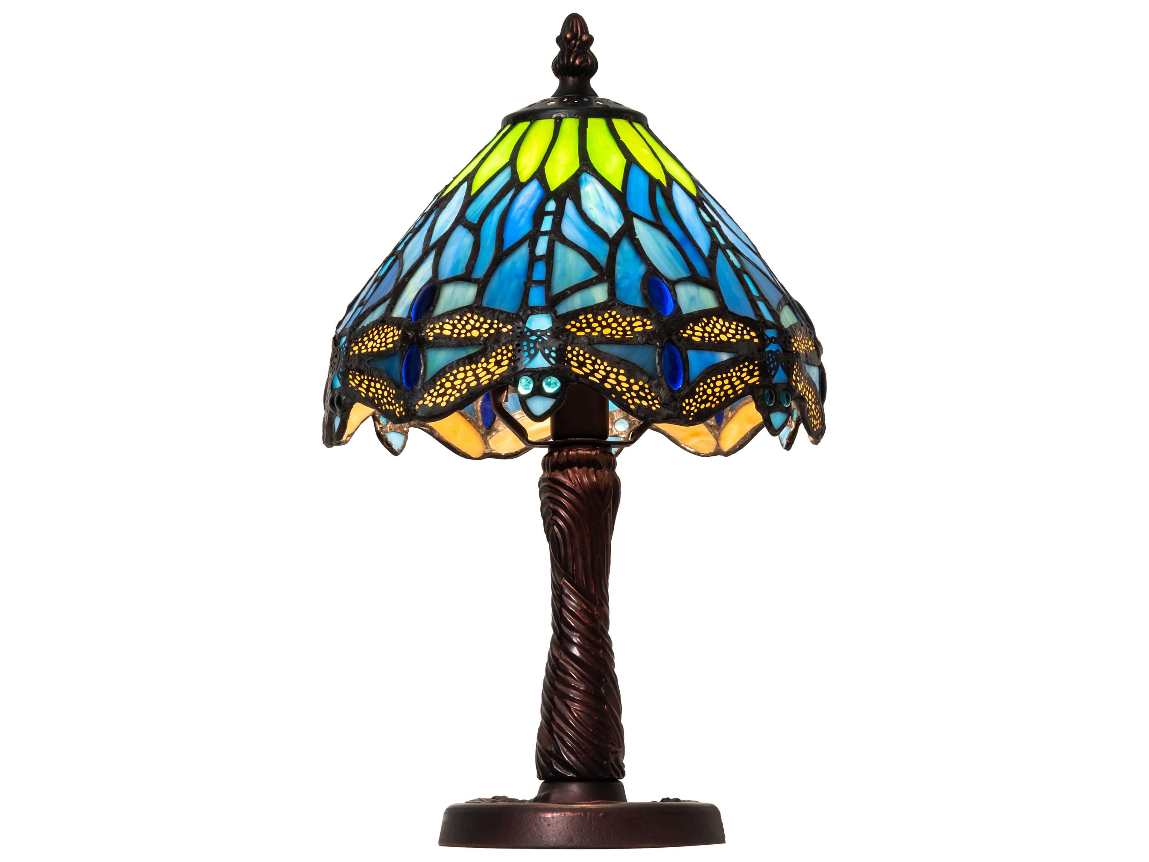 Meyda Tiffany Hanginghead Dragonfly Glass Mahogany Bronze Table Lamp
