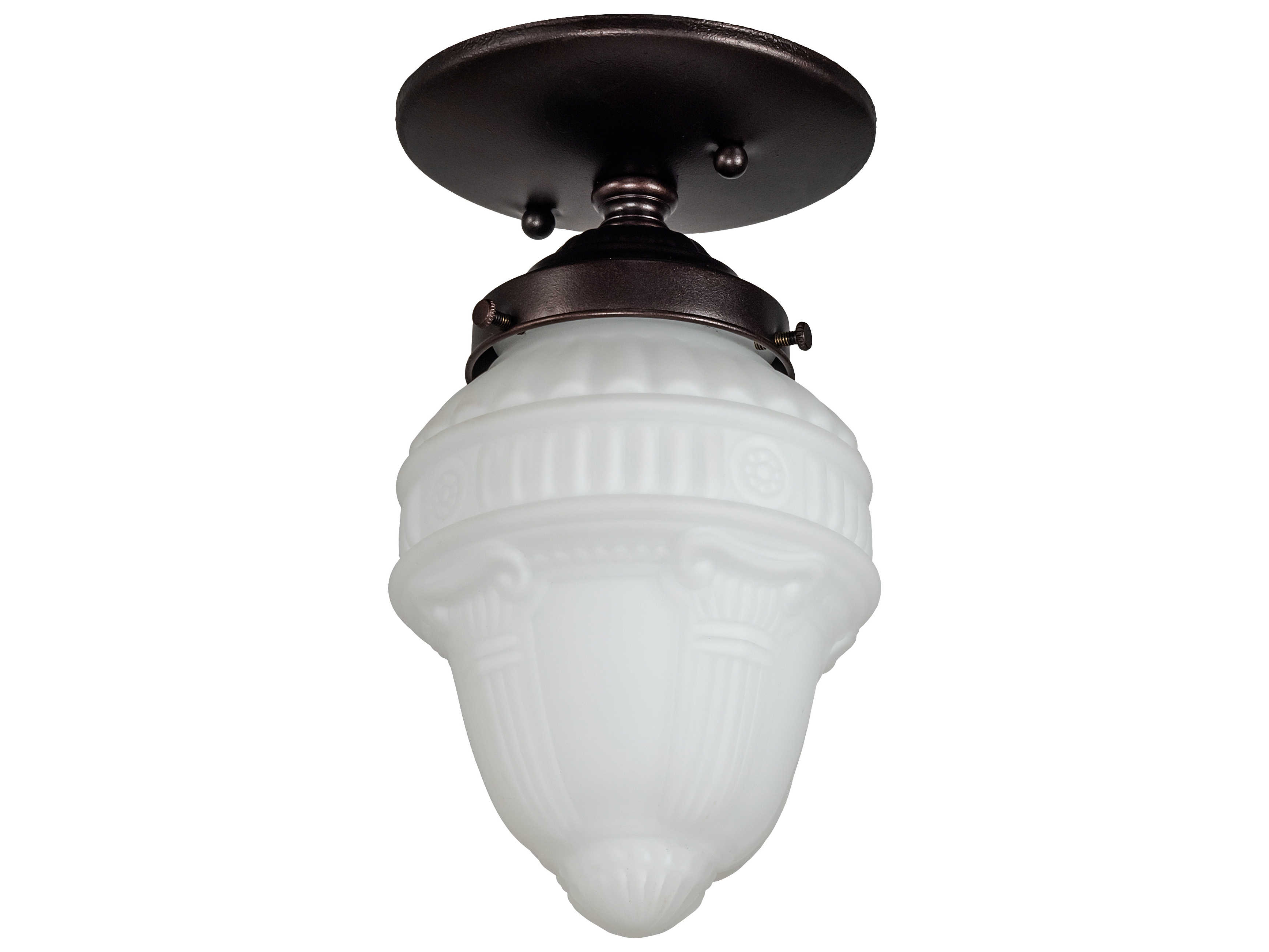 Meyda Colonnade 1-Light Mahogany Bronze Glass Flush Mount