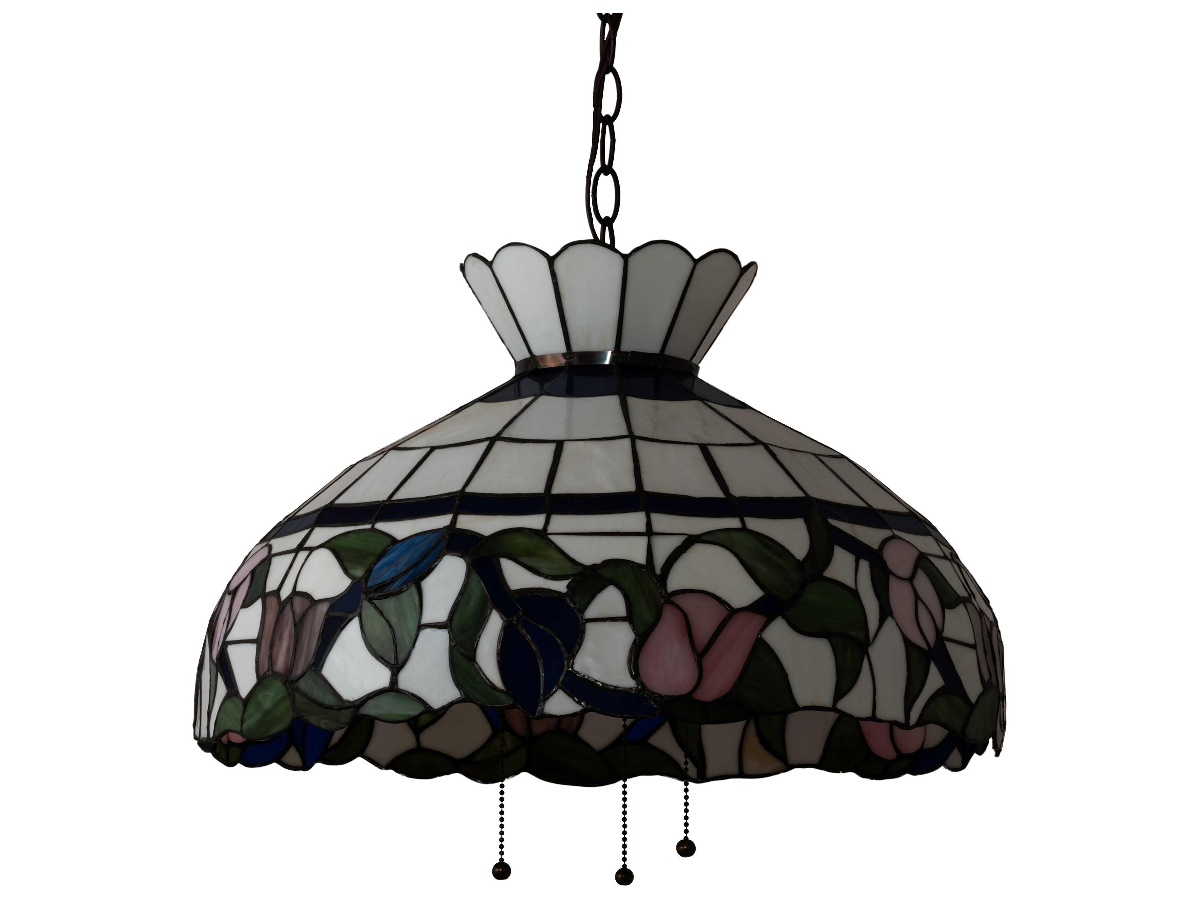 Meyda Rose Vine 3-Light Mahogany Bronze Glass Tiffany Dome Pendant