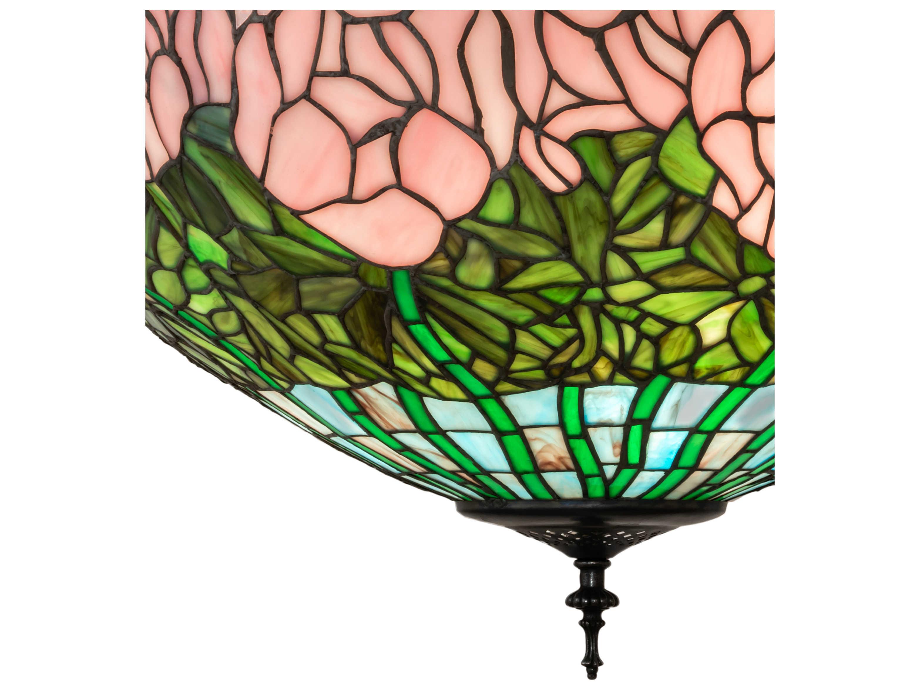 Meyda Tiffany Cabbage Rose 3-Light Mahogany Bronze Glass Bowl Pendant