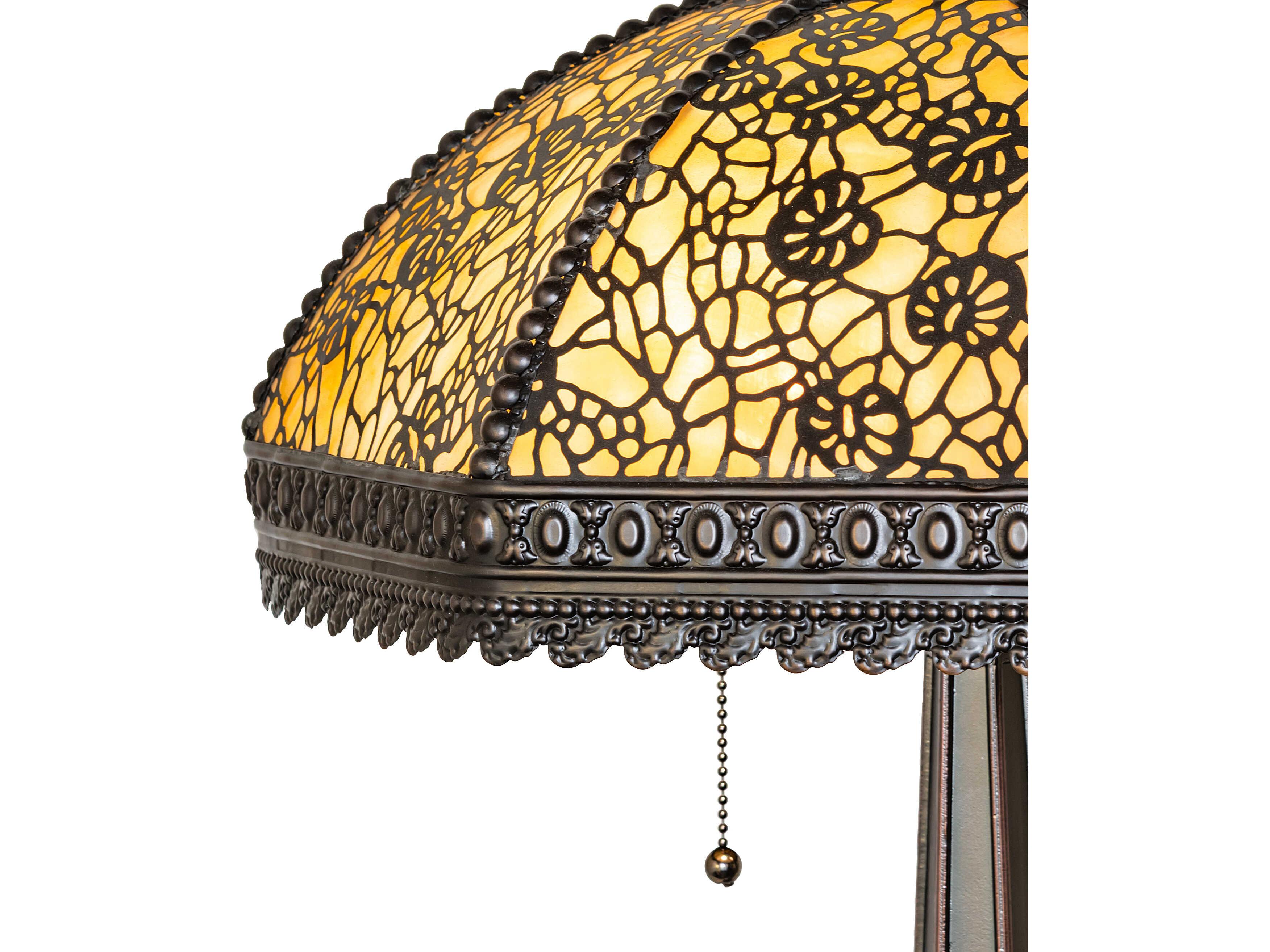 Meyda Lotus Leaf Brass Traditional Buffet Lamp