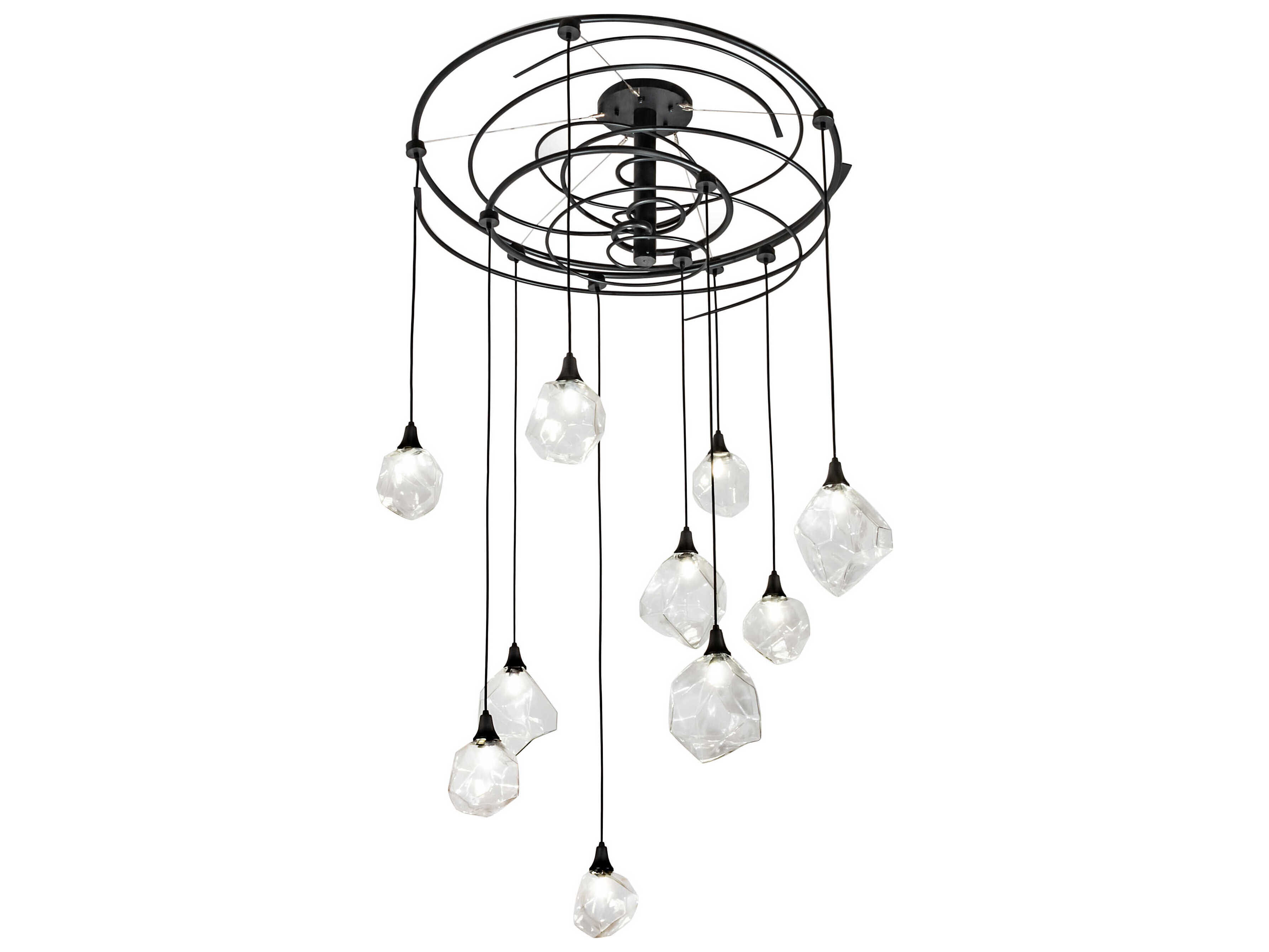 Meyda Cyclone 10-Light Black Glass Pendant