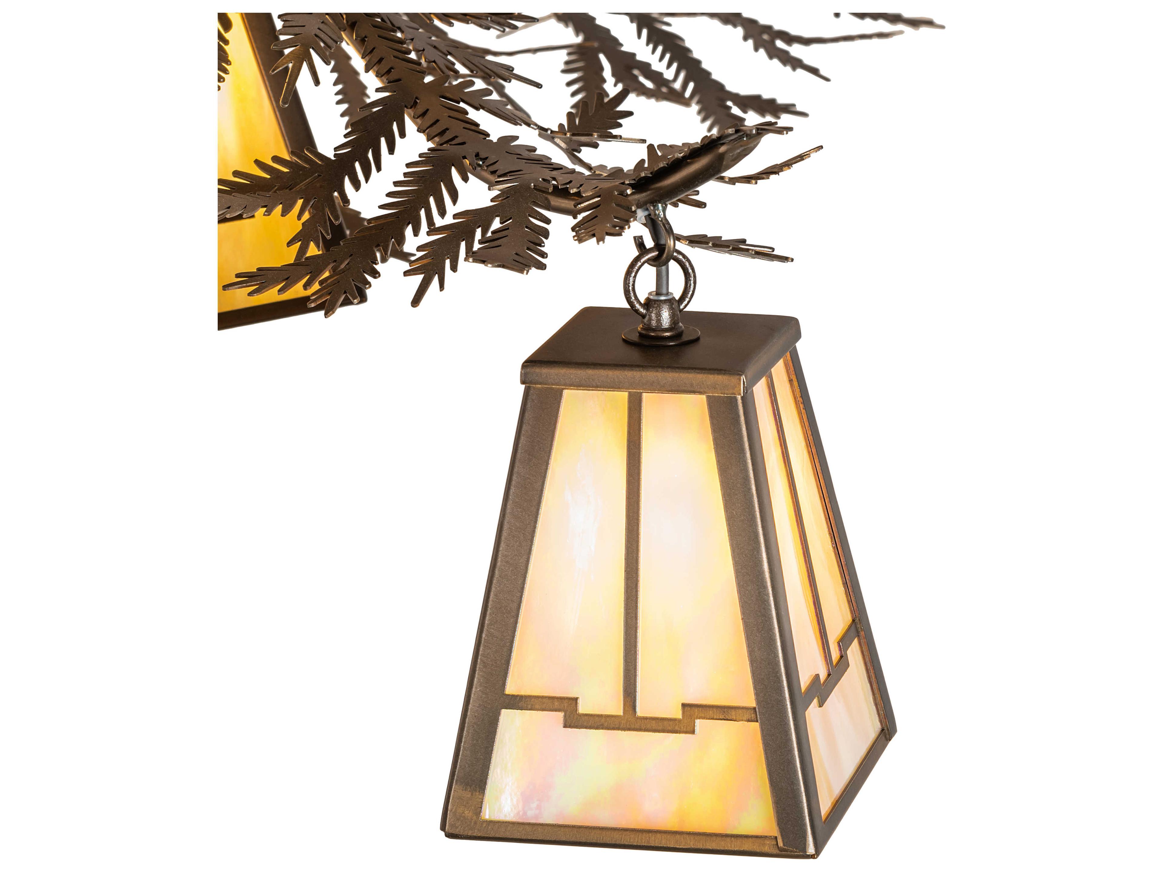 Meyda Pine Branch Valley View 12-Light Antique Copper Glass Lantern Chandelier