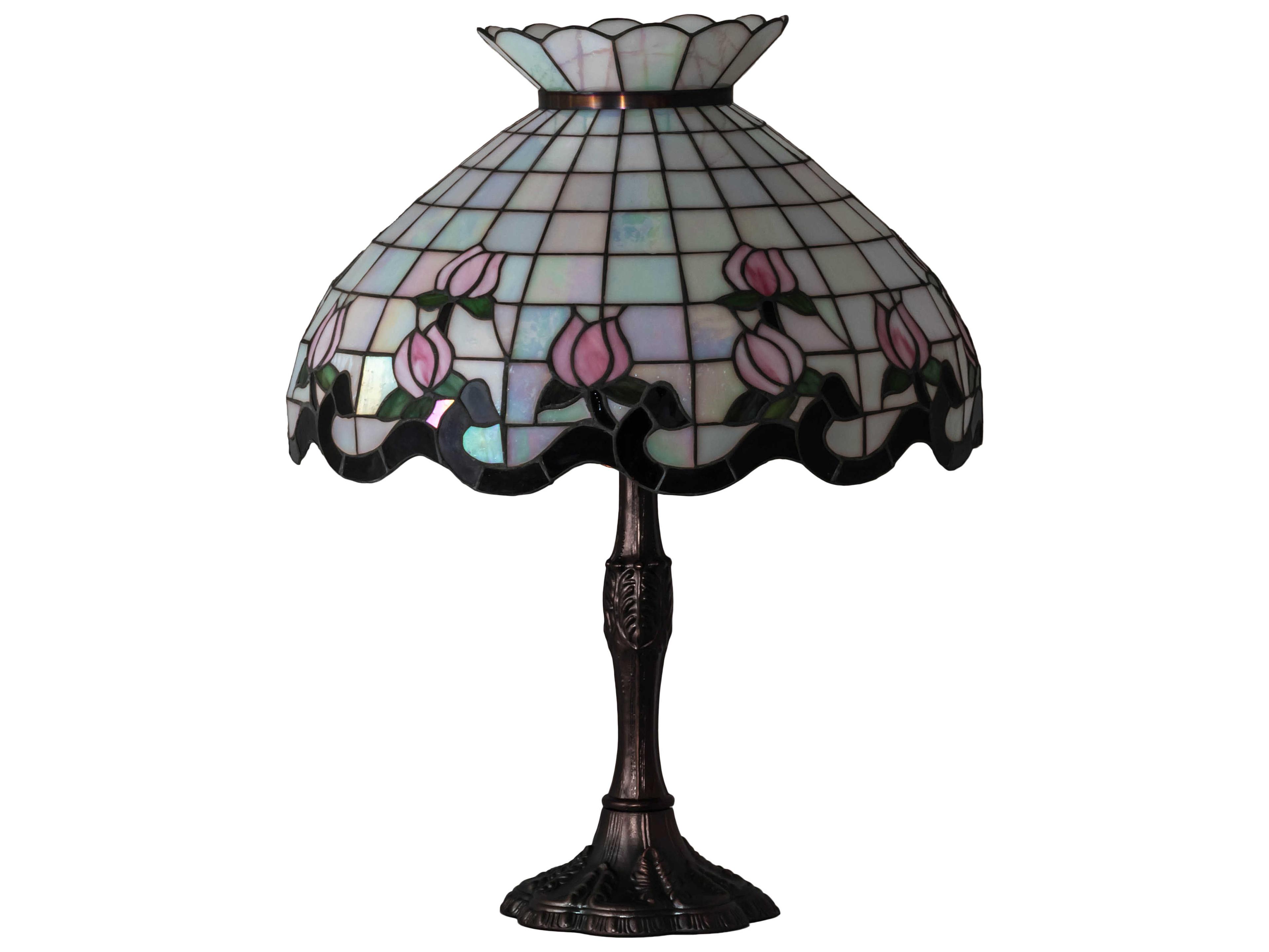 Meyda Roseborder Glass Tiffany Mahogany Bronze Buffet Lamp