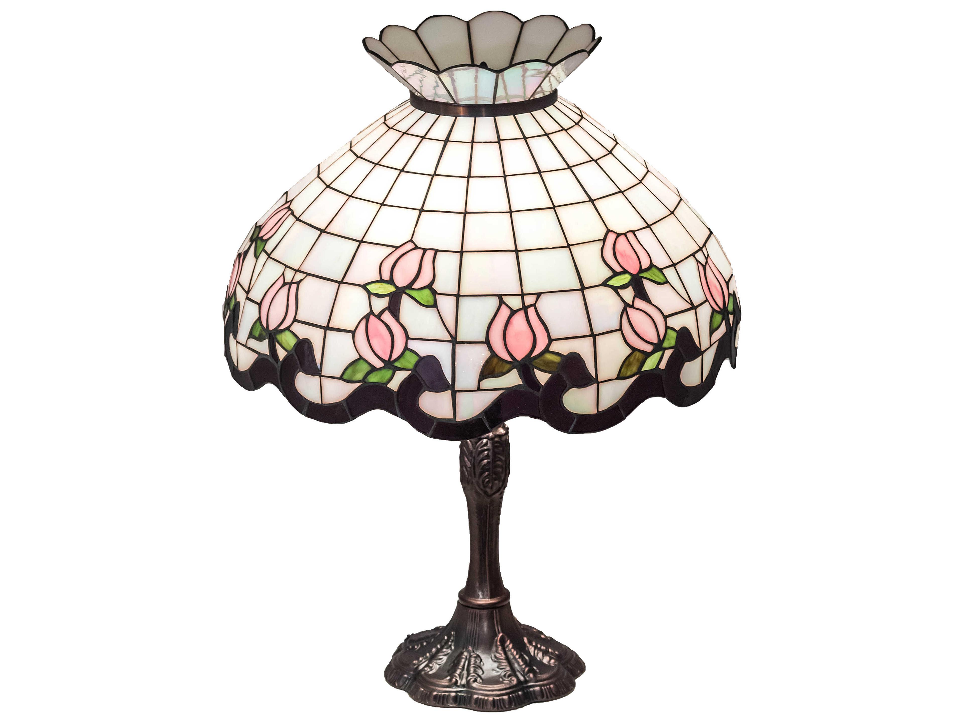 Meyda Roseborder Glass Tiffany Mahogany Bronze Buffet Lamp