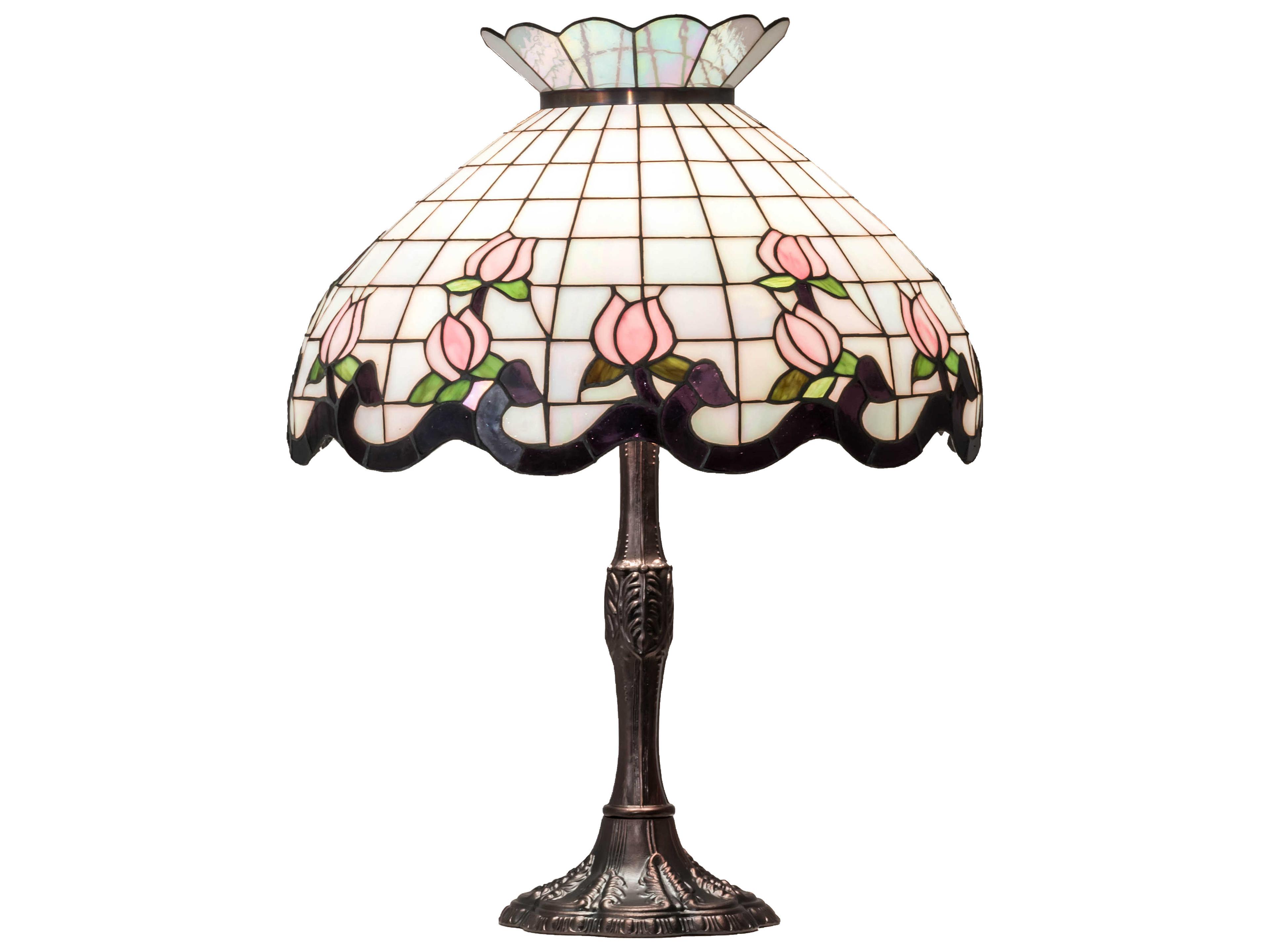Meyda Roseborder Glass Tiffany Mahogany Bronze Buffet Lamp