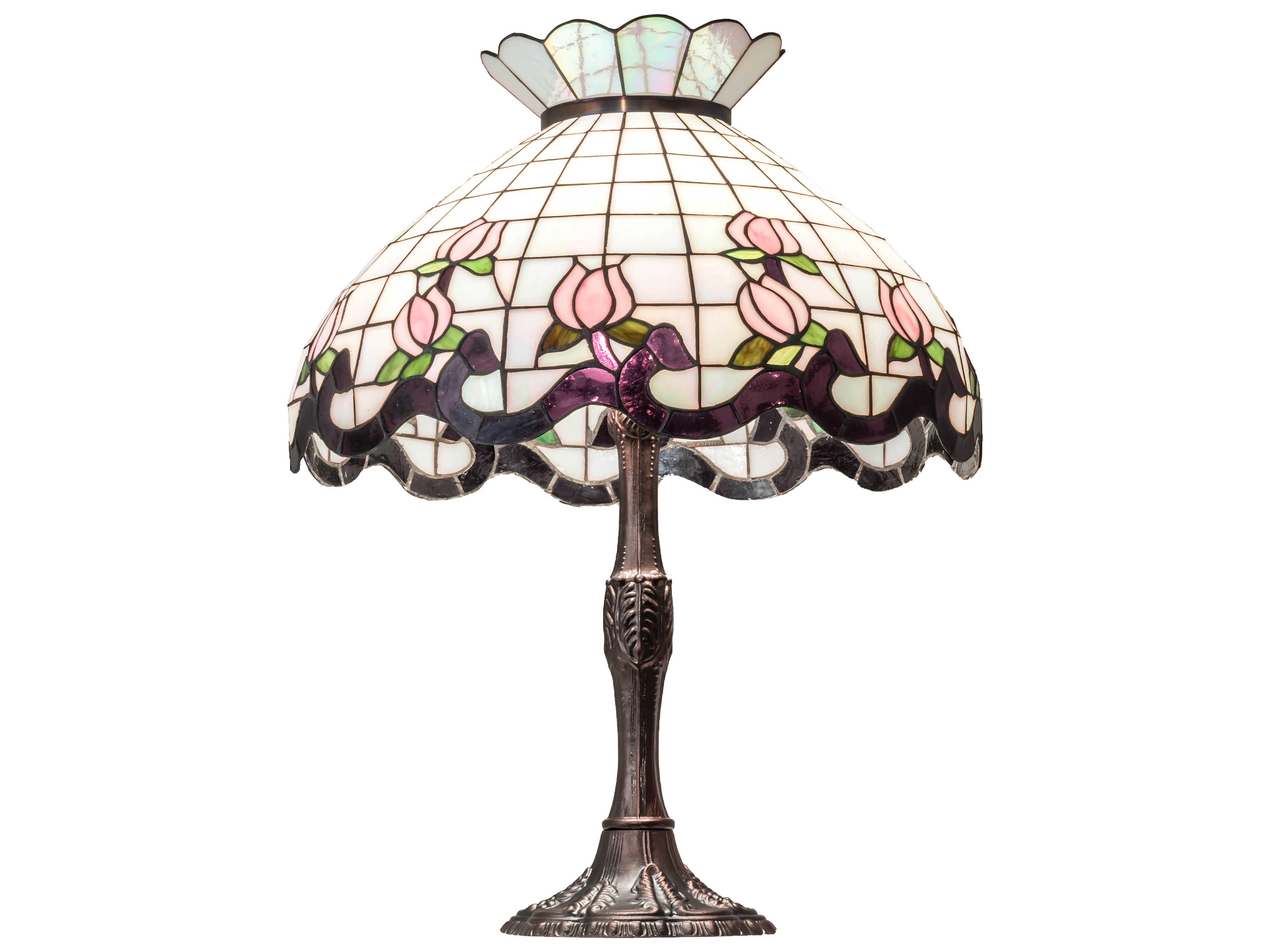 Meyda Roseborder Glass Tiffany Mahogany Bronze Buffet Lamp