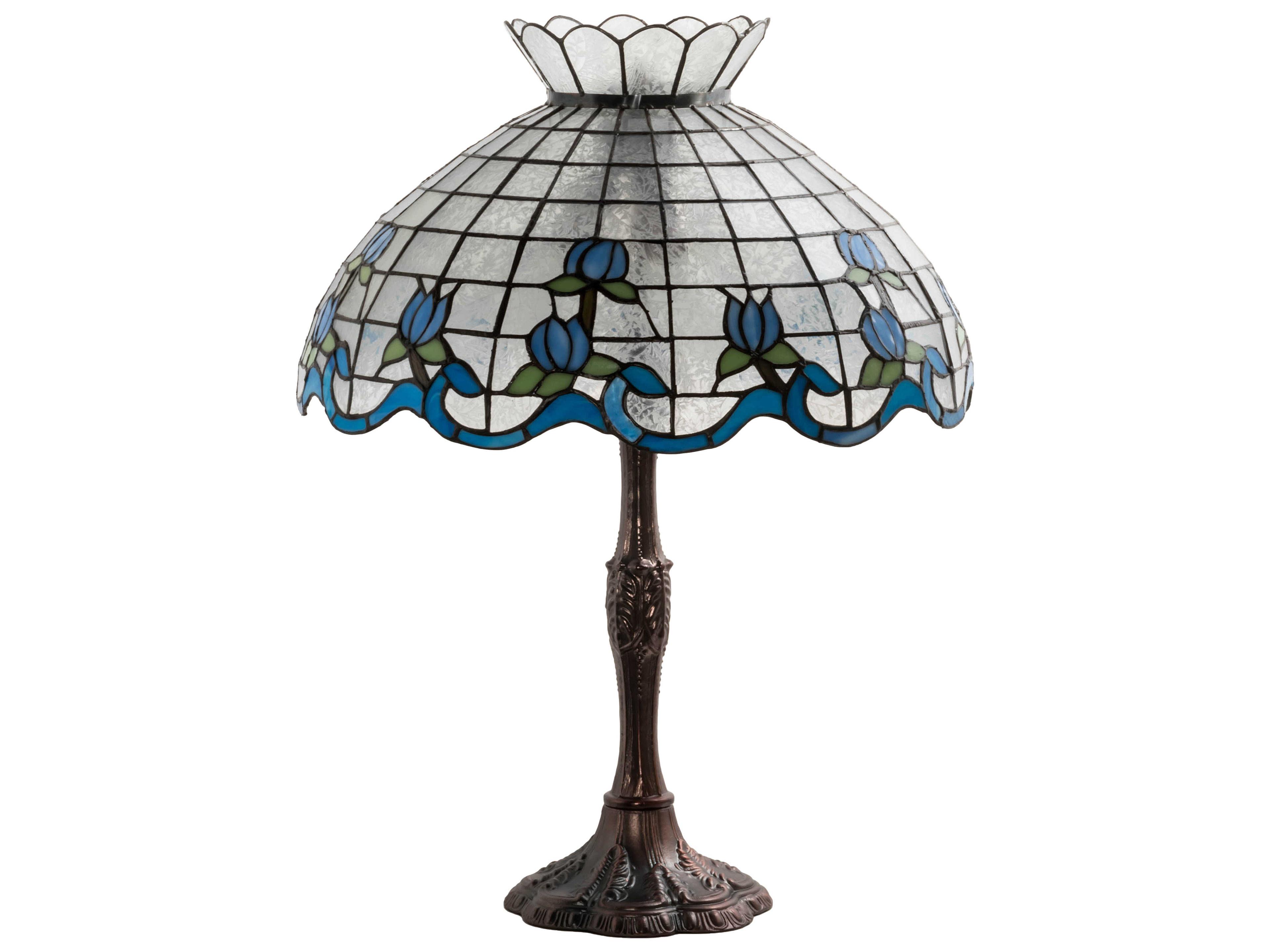 Meyda Roseborder Glass Tiffany Mahogany Bronze Buffet Lamp