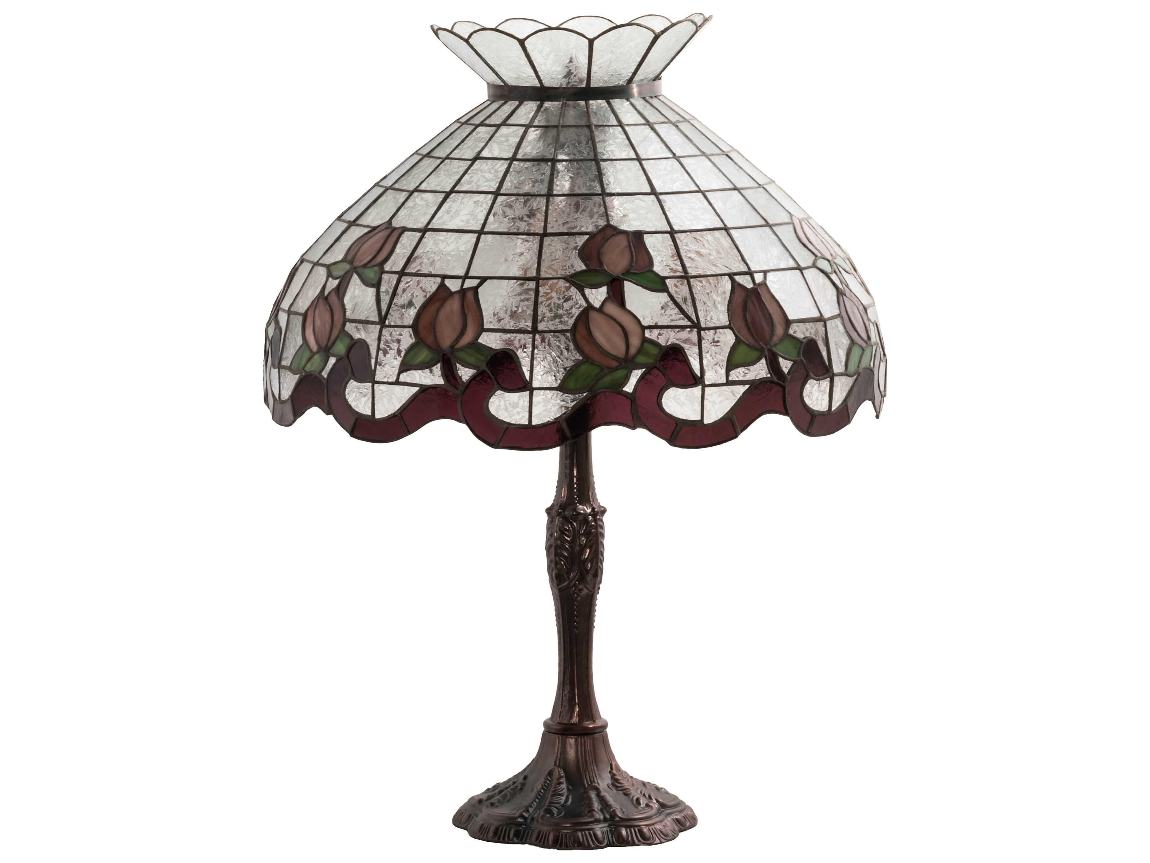 Meyda Roseborder Glass Tiffany Mahogany Bronze Buffet Lamp