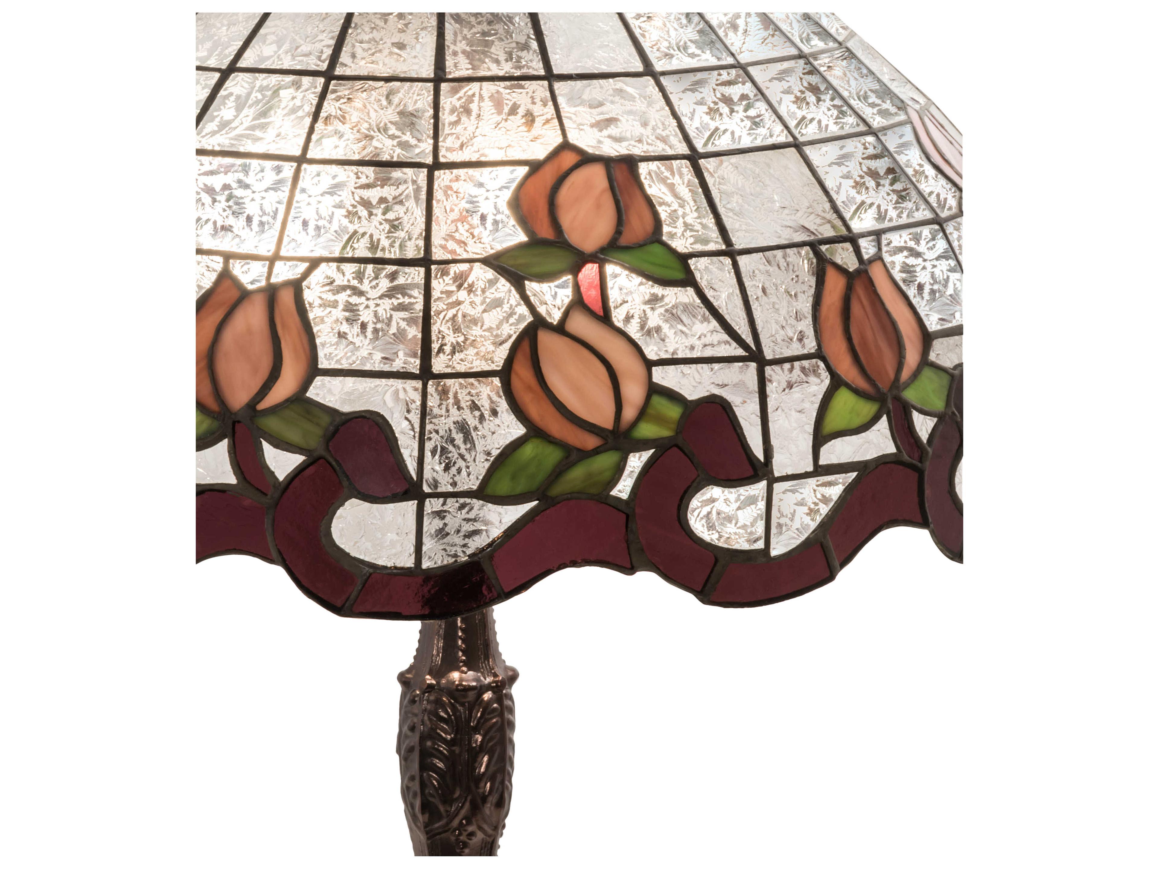 Meyda Roseborder Glass Tiffany Mahogany Bronze Buffet Lamp