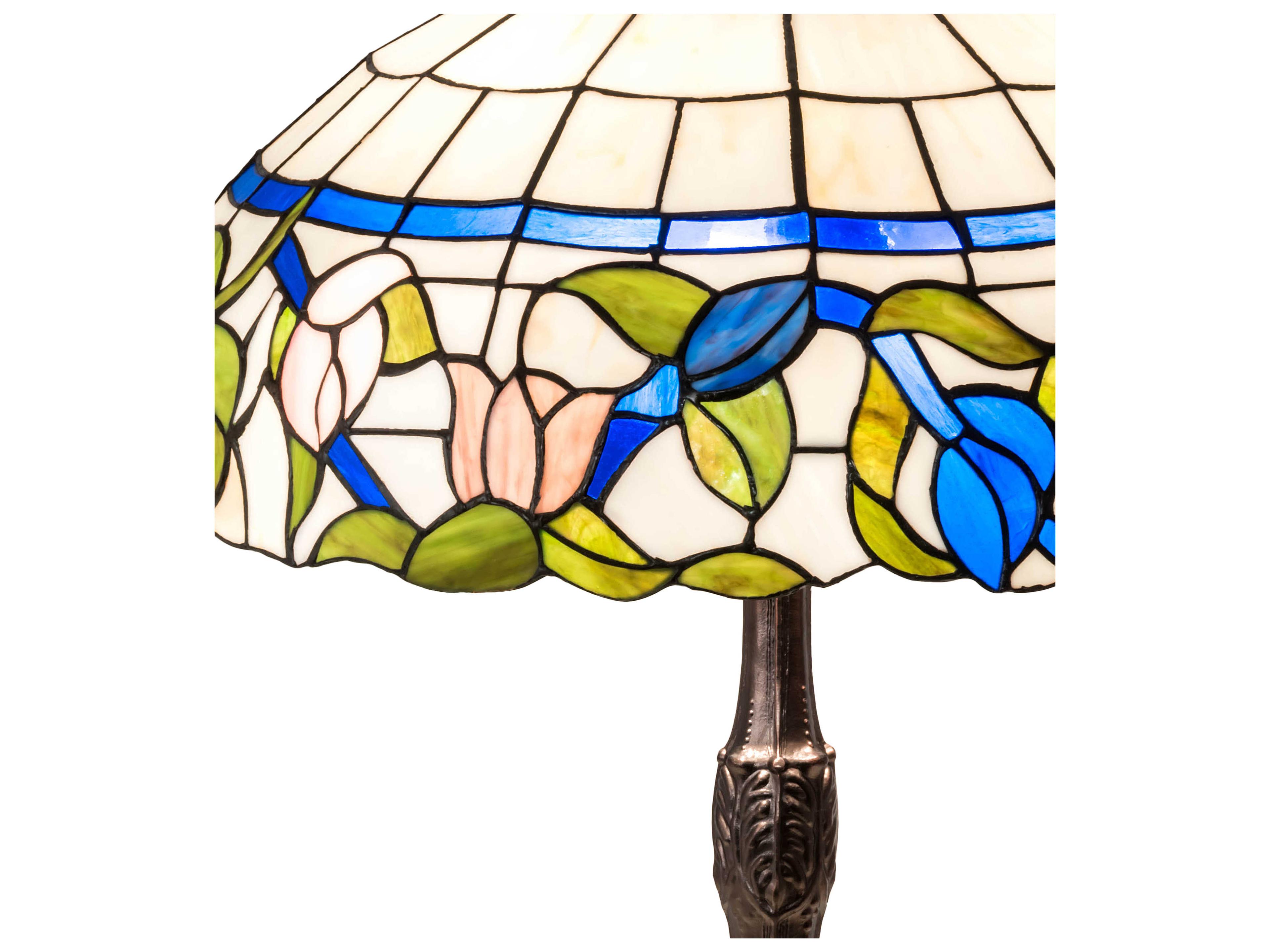 Meyda Rose Vine Glass Tiffany Mahogany Bronze Buffet Lamp