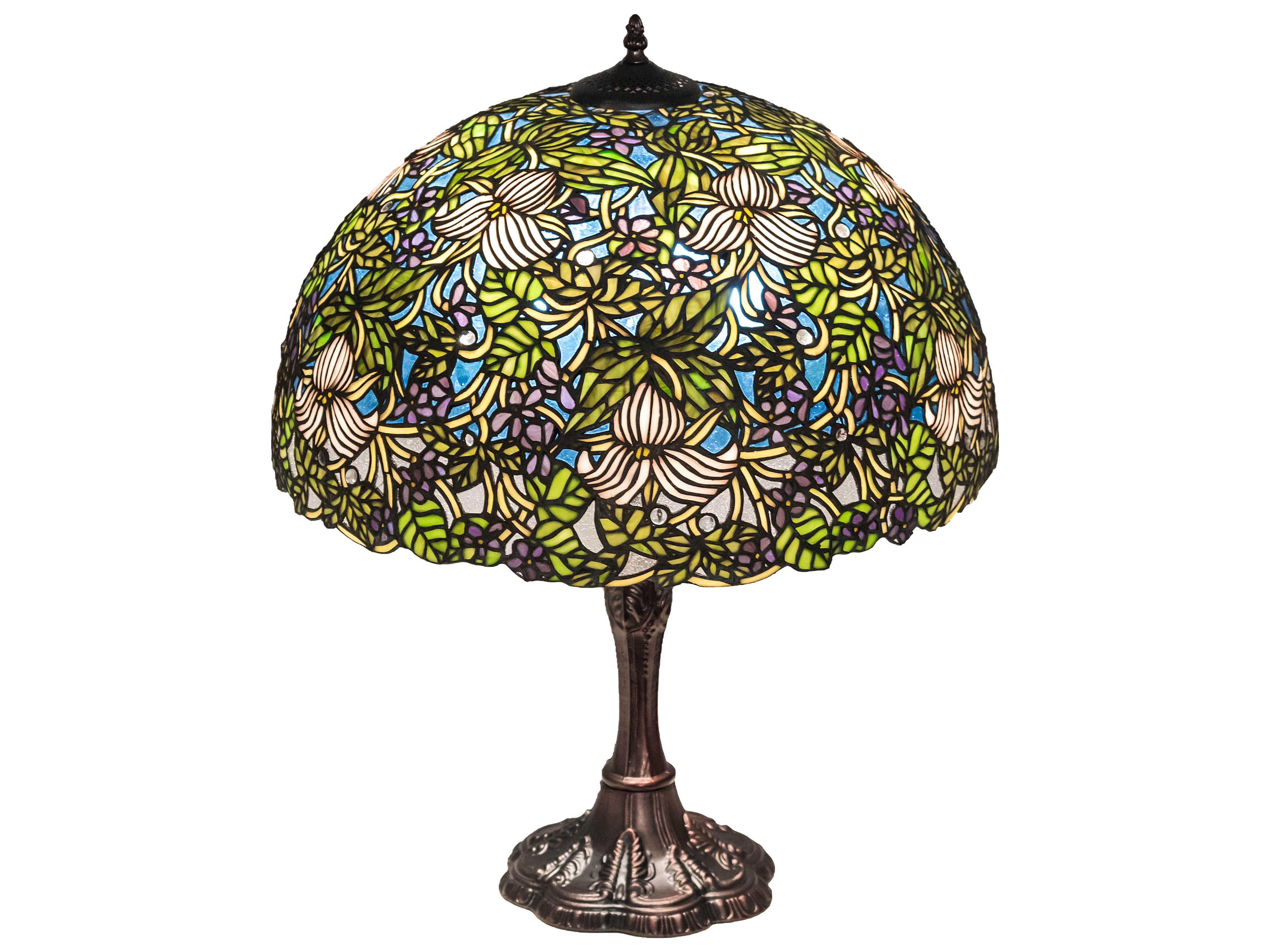 Meyda Trillium & Violet Glass Tiffany Mahogany Bronze Buffet Lamp