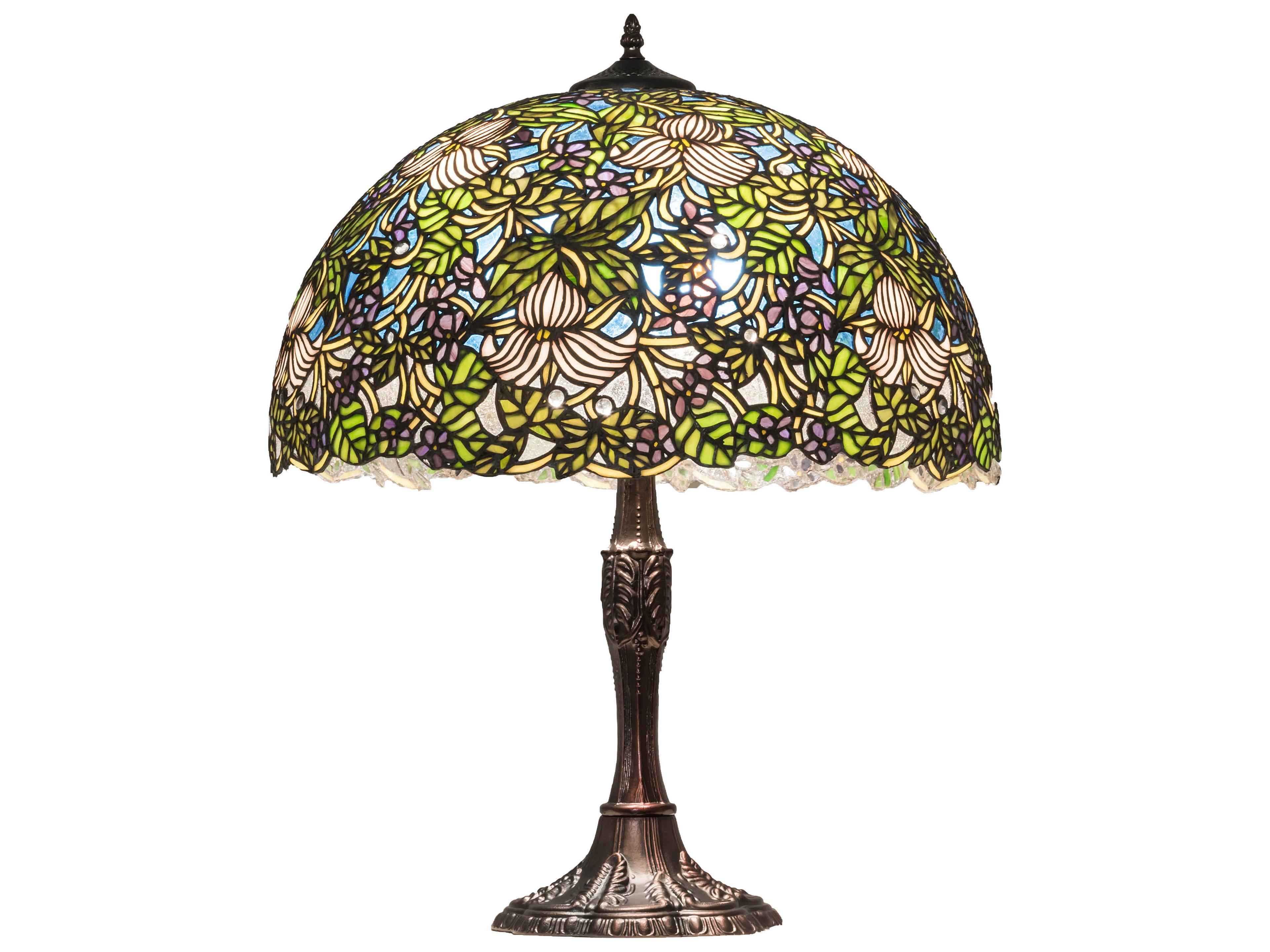 Meyda Trillium & Violet Glass Tiffany Mahogany Bronze Buffet Lamp