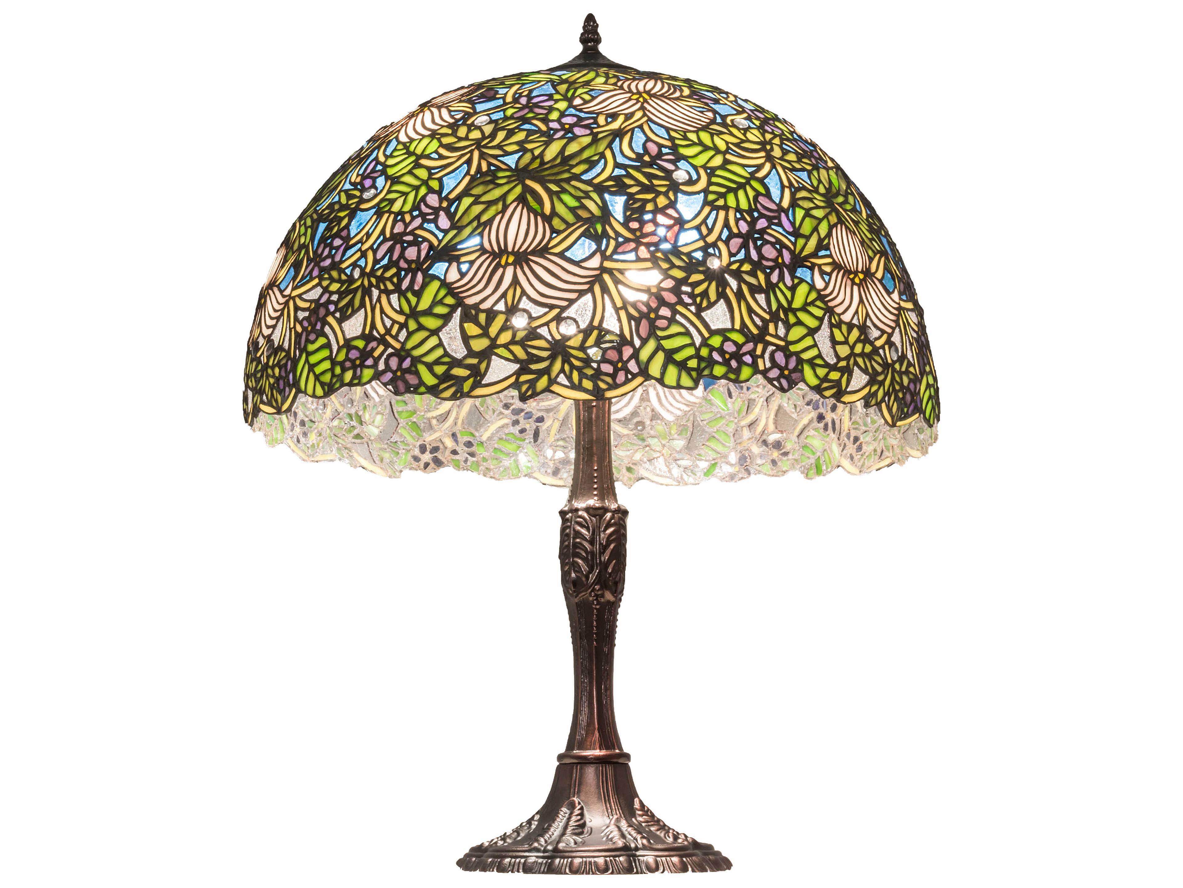 Meyda Trillium & Violet Glass Tiffany Mahogany Bronze Buffet Lamp