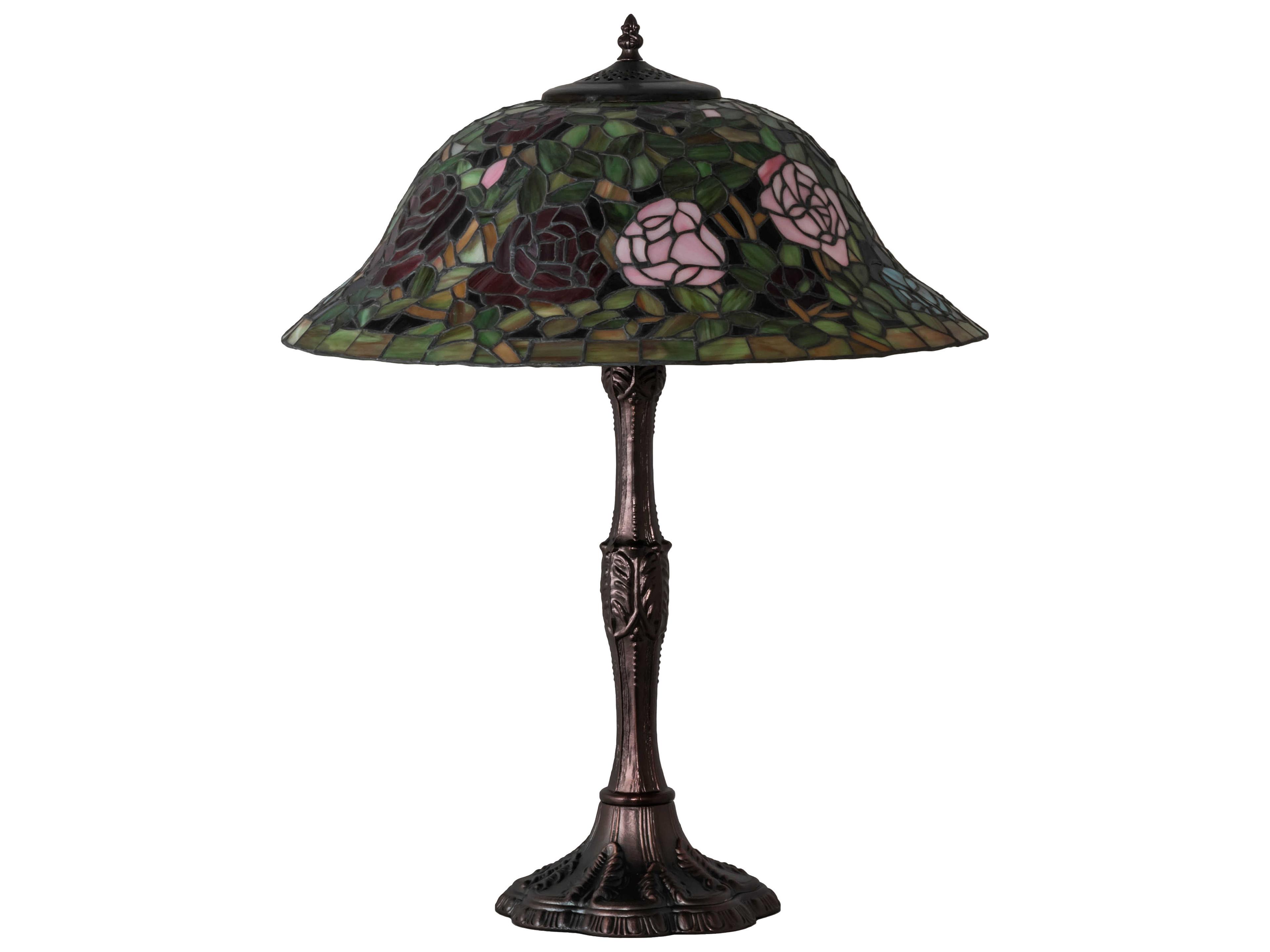 Meyda Tiffany Rosebush Glass Mahogany Bronze Buffet Lamp