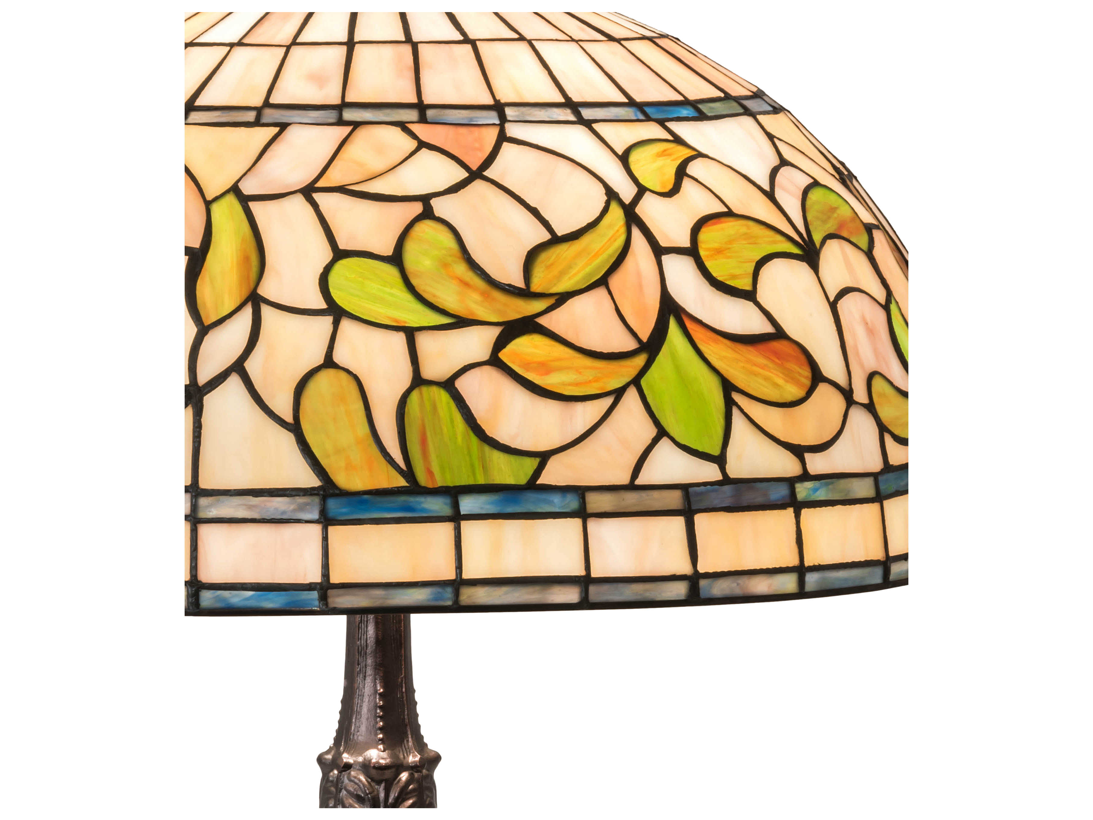 Meyda Tiffany Turning Leaf Glass Mahogany Bronze Buffet Lamp