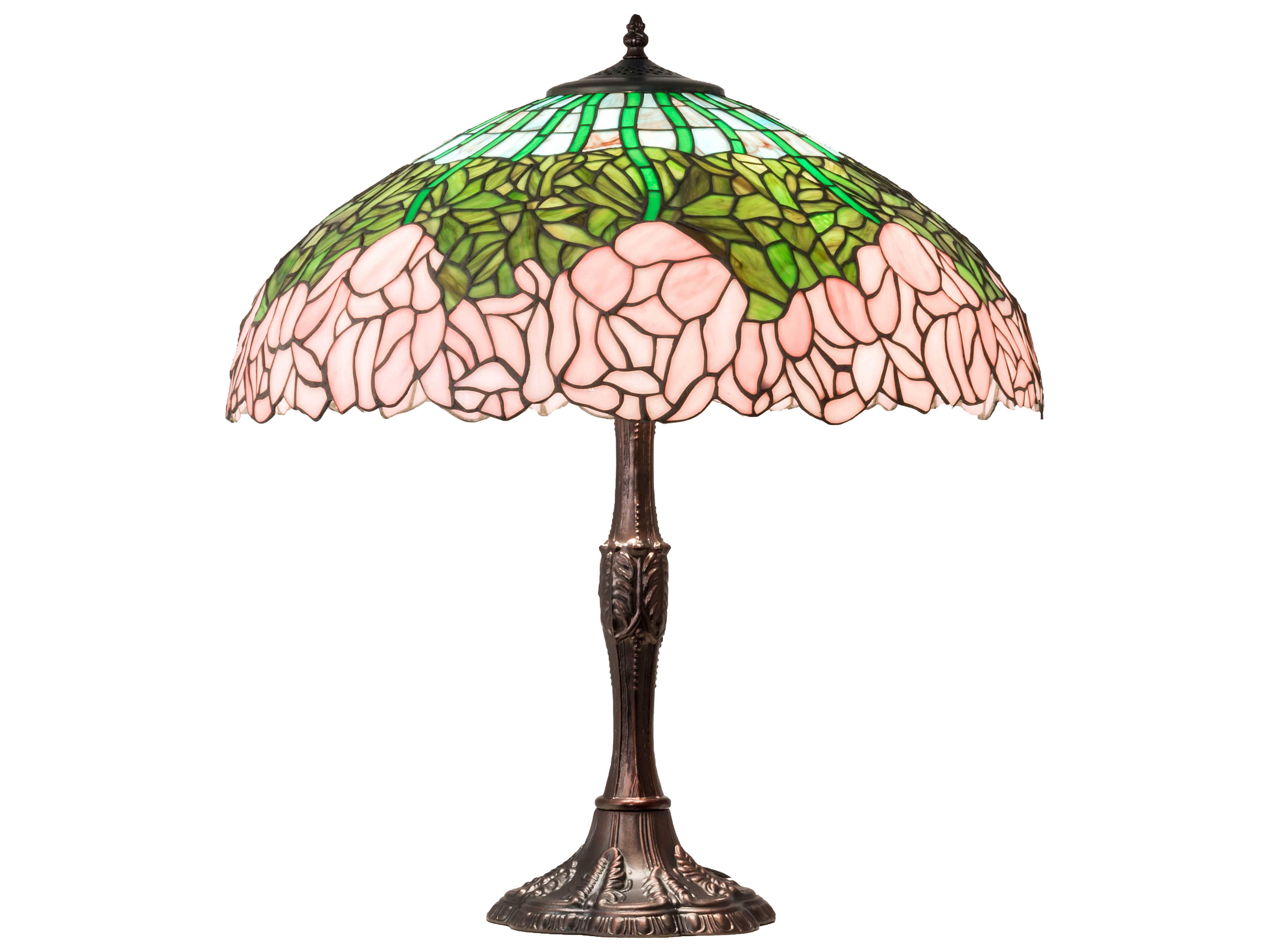 Meyda Tiffany Cabbage Rose Glass Mahogany Bronze Buffet Lamp