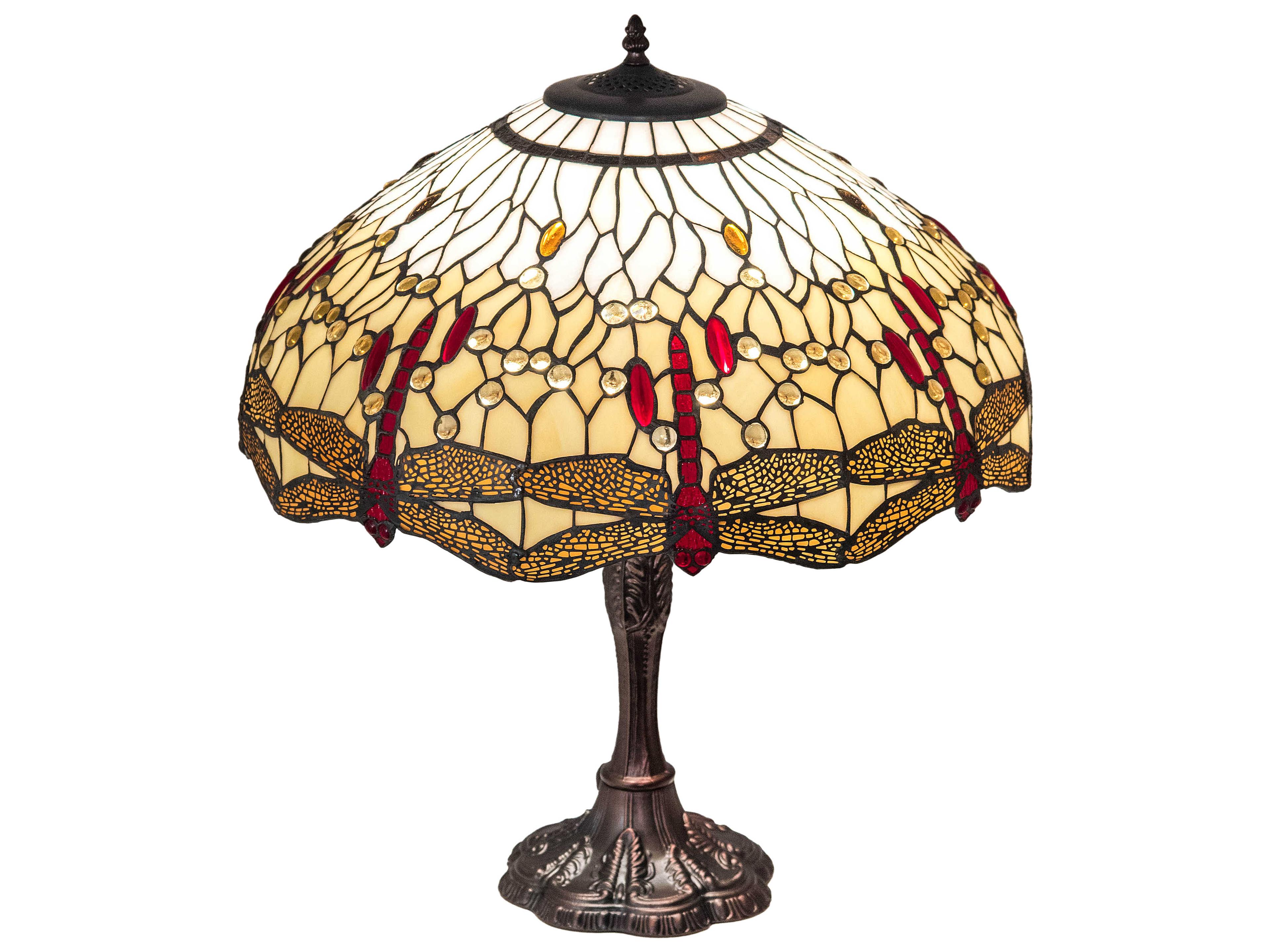 Meyda Tiffany Hanginghead Dragonfly Glass Mahogany Bronze Buffet Lamp
