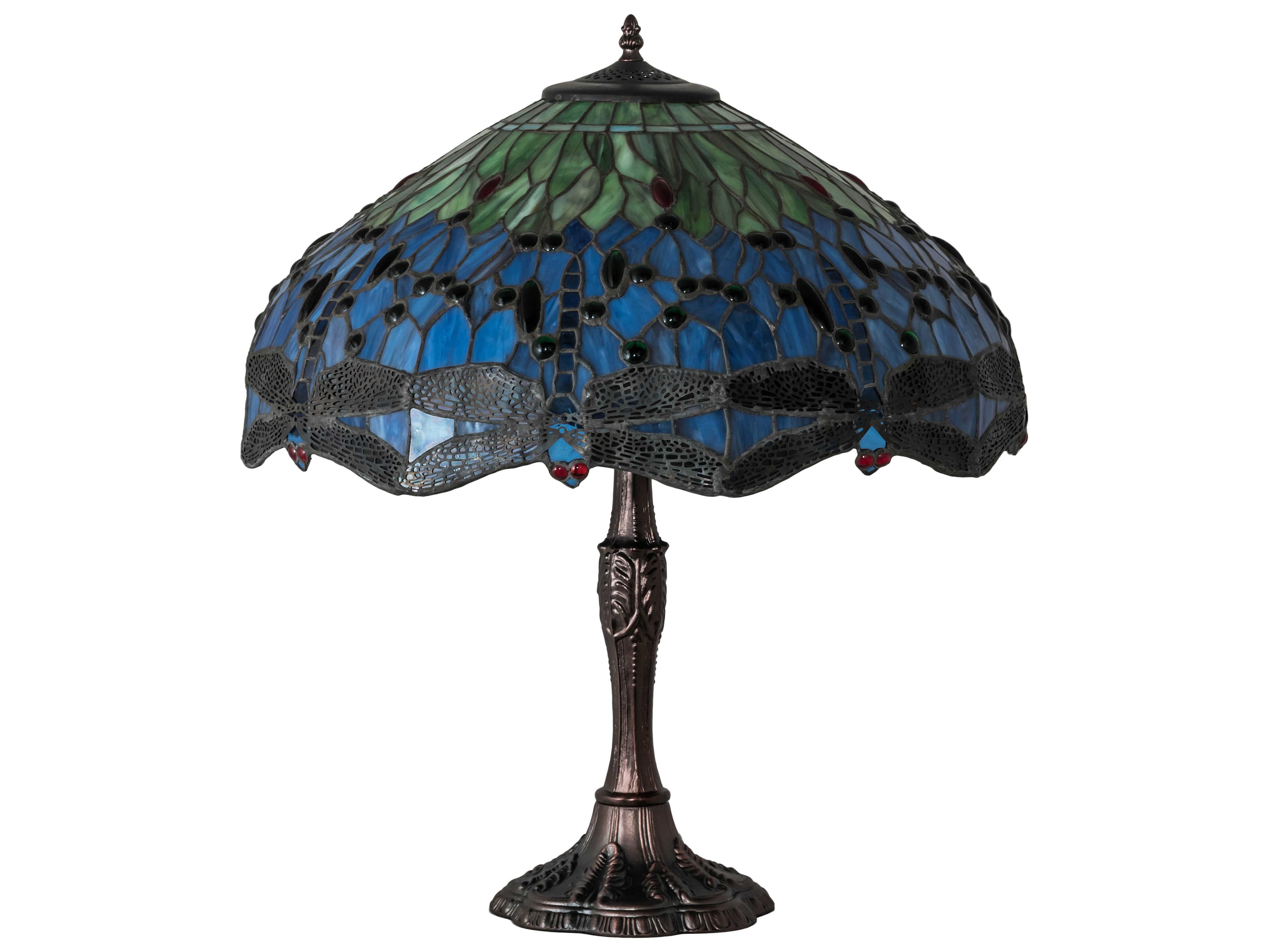 Meyda Tiffany Hanginghead Dragonfly Glass Mahogany Bronze Buffet Lamp