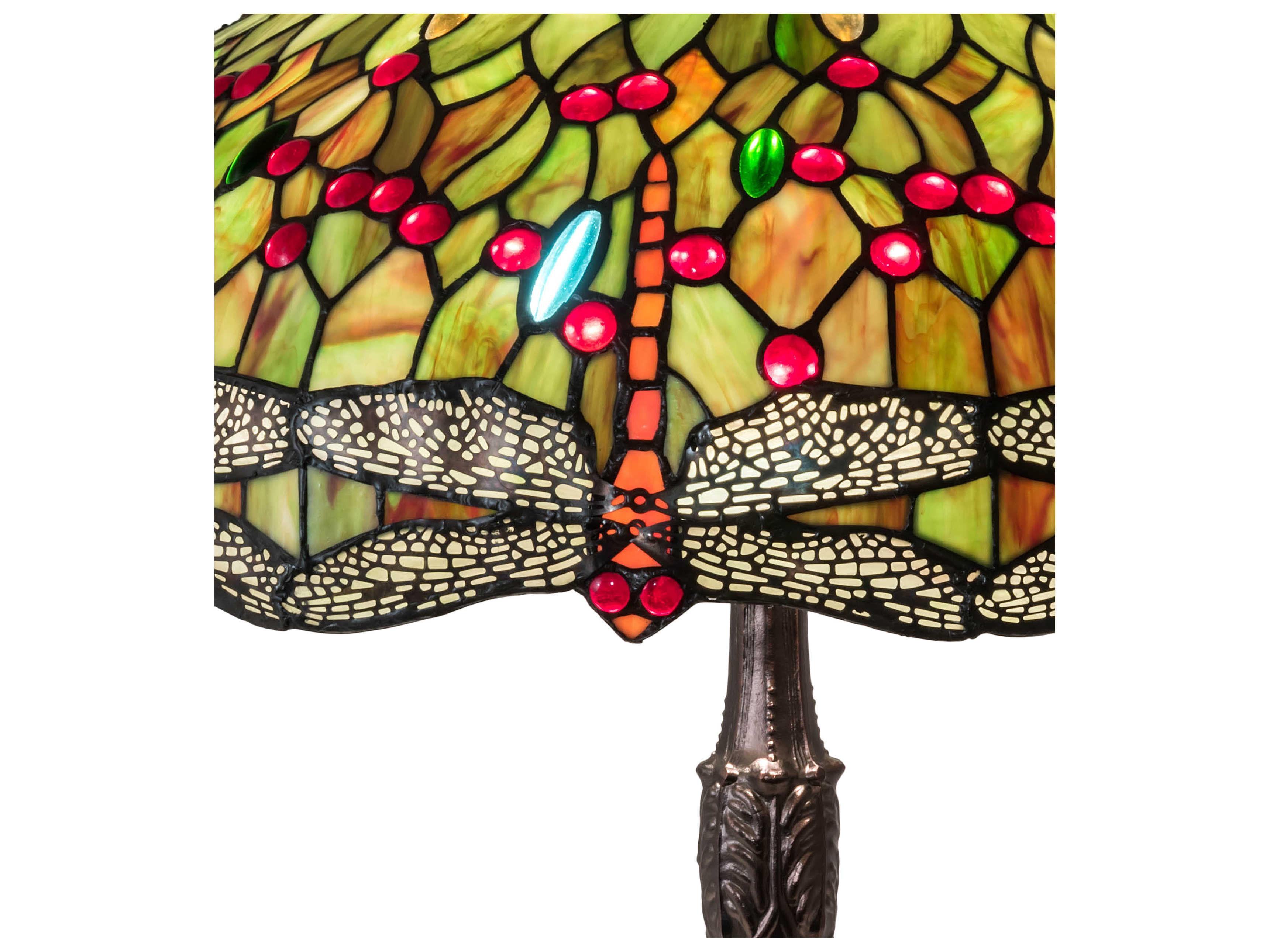 Meyda Tiffany Hanginghead Dragonfly Glass Mahogany Bronze Buffet Lamp
