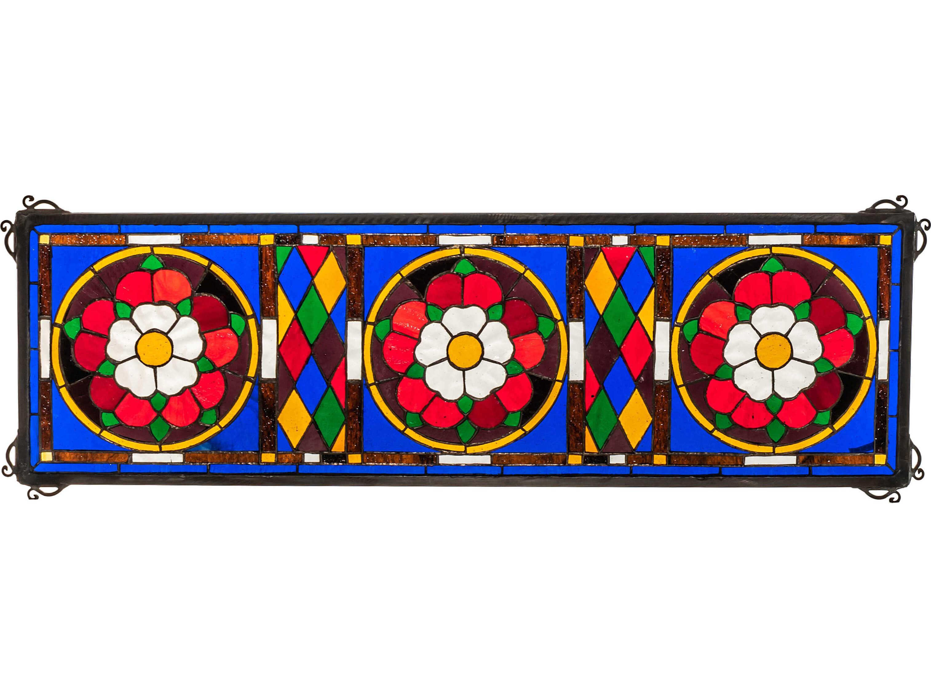 Meyda Tudor Trio 33" Stained Glass Window Wall Art