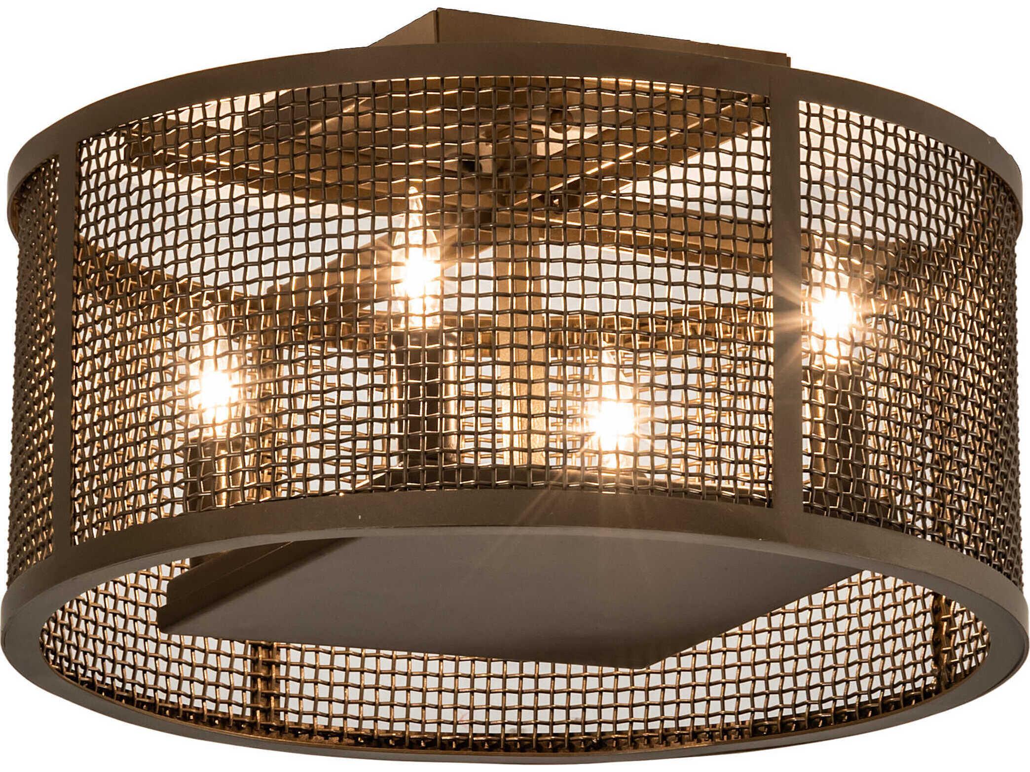 Meyda Cilindro 4-Light Brown Drum Flush Mount