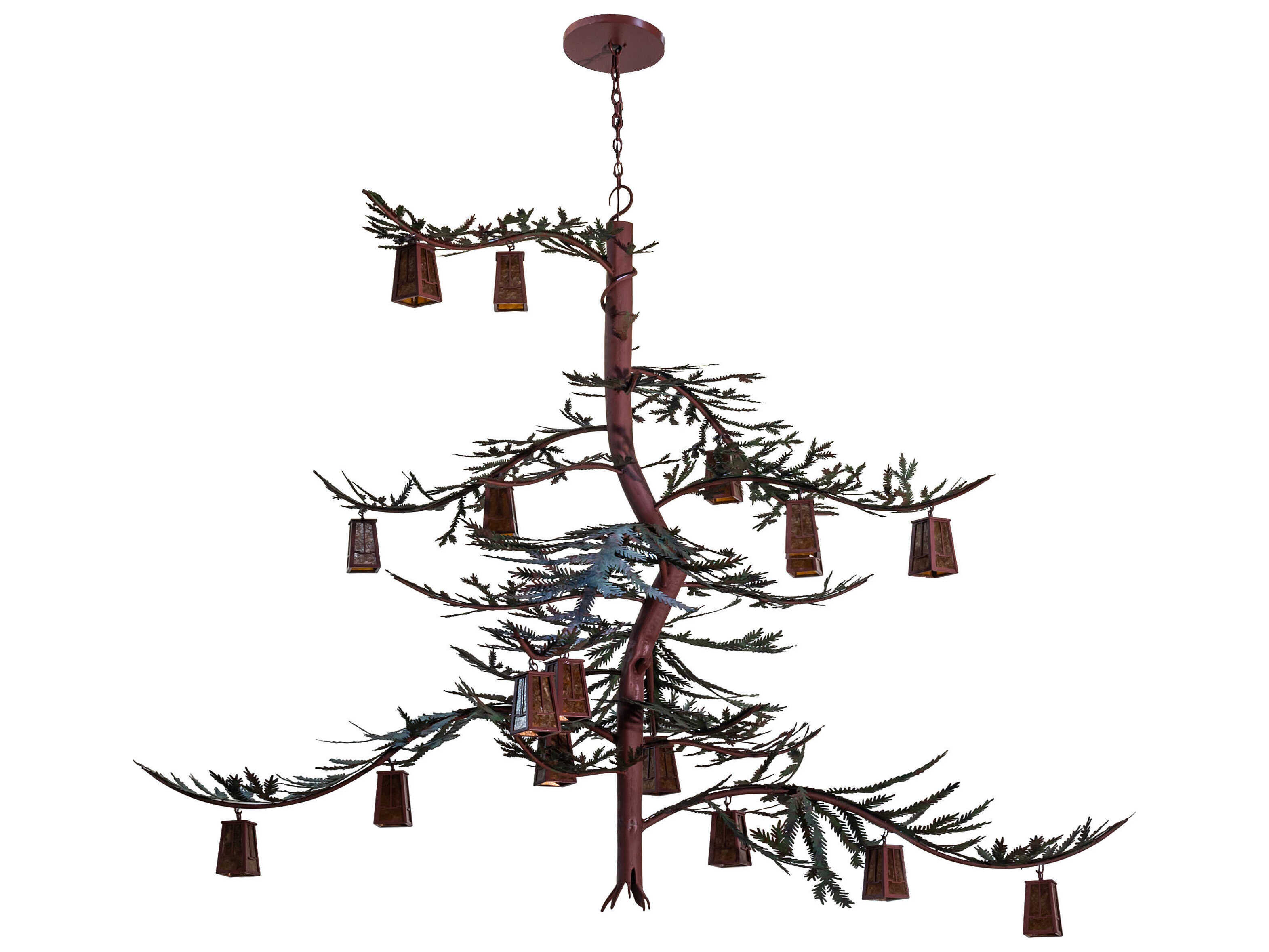 Meyda Pine Branch Valley View 18-Light8-Light Rust Steel Glass Chandelier