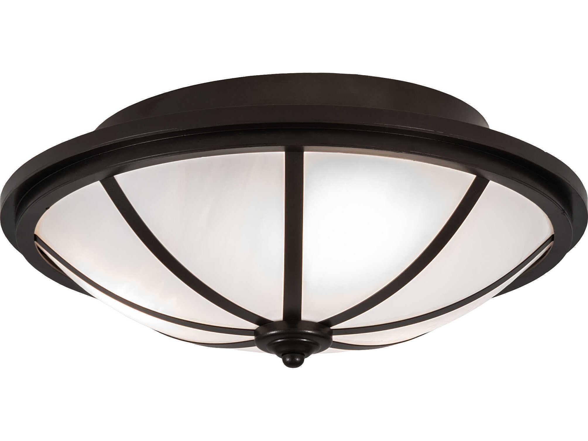 Meyda Commerce 3-Light Bronze Glass LED Bowl Flush Mount