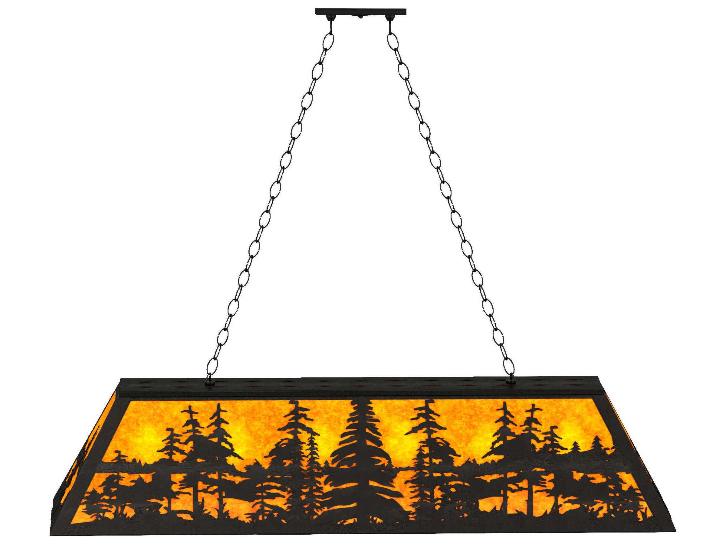 Meyda Tall Pines 6-Light Black Glass Island Pendant