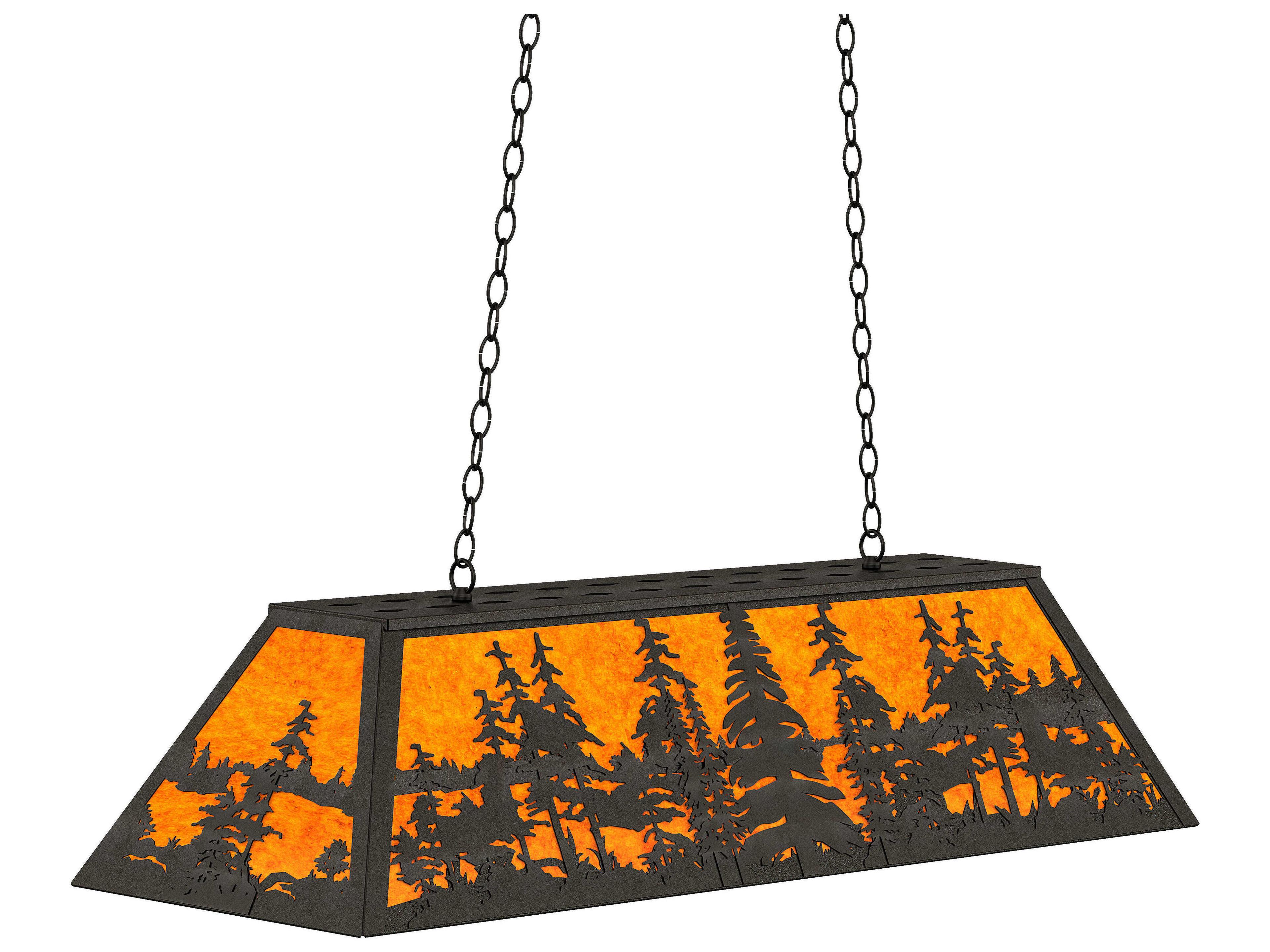 Meyda Tall Pines 6-Light Black Glass Island Pendant