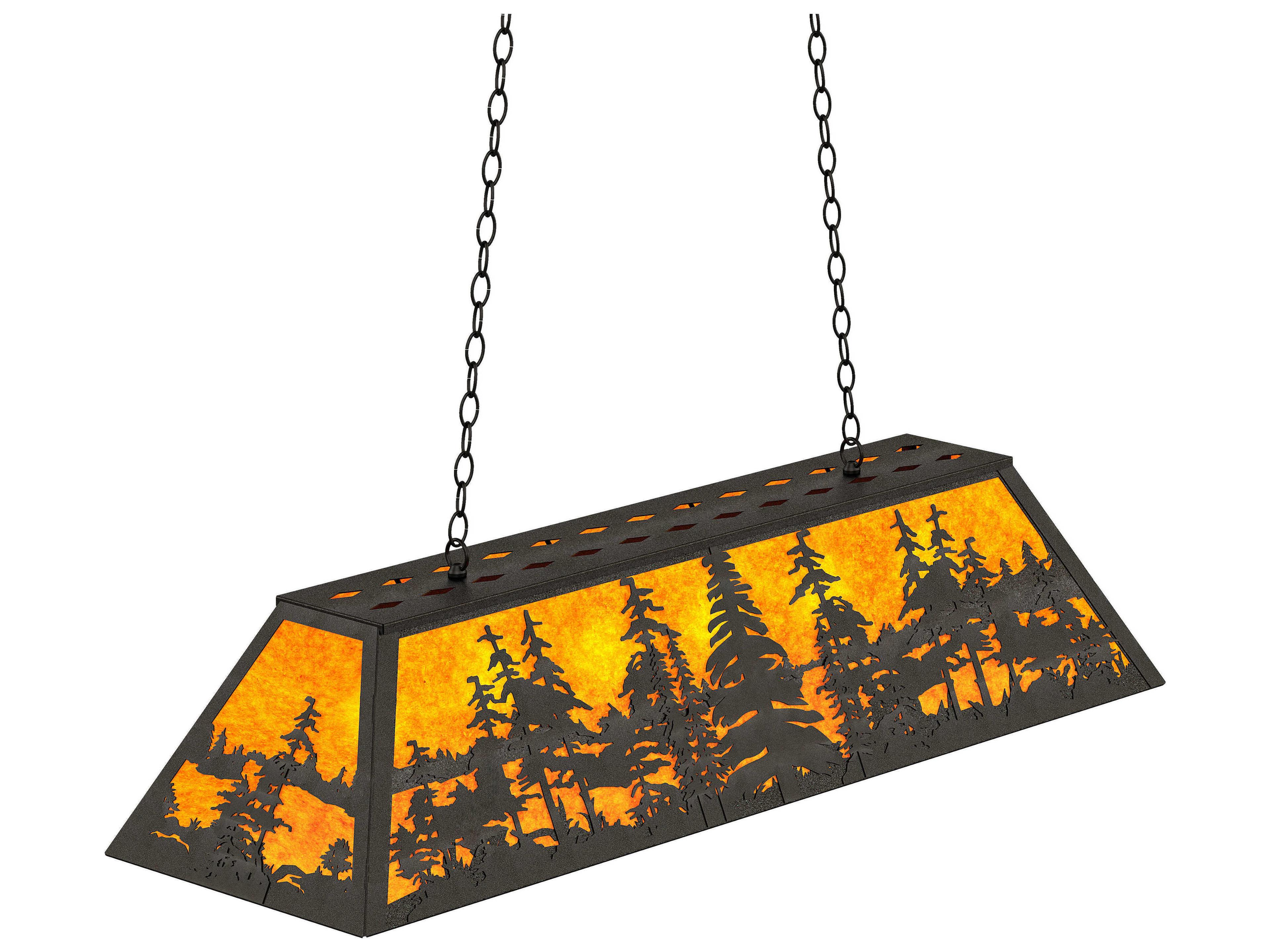 Meyda Tall Pines 6-Light Black Glass Island Pendant