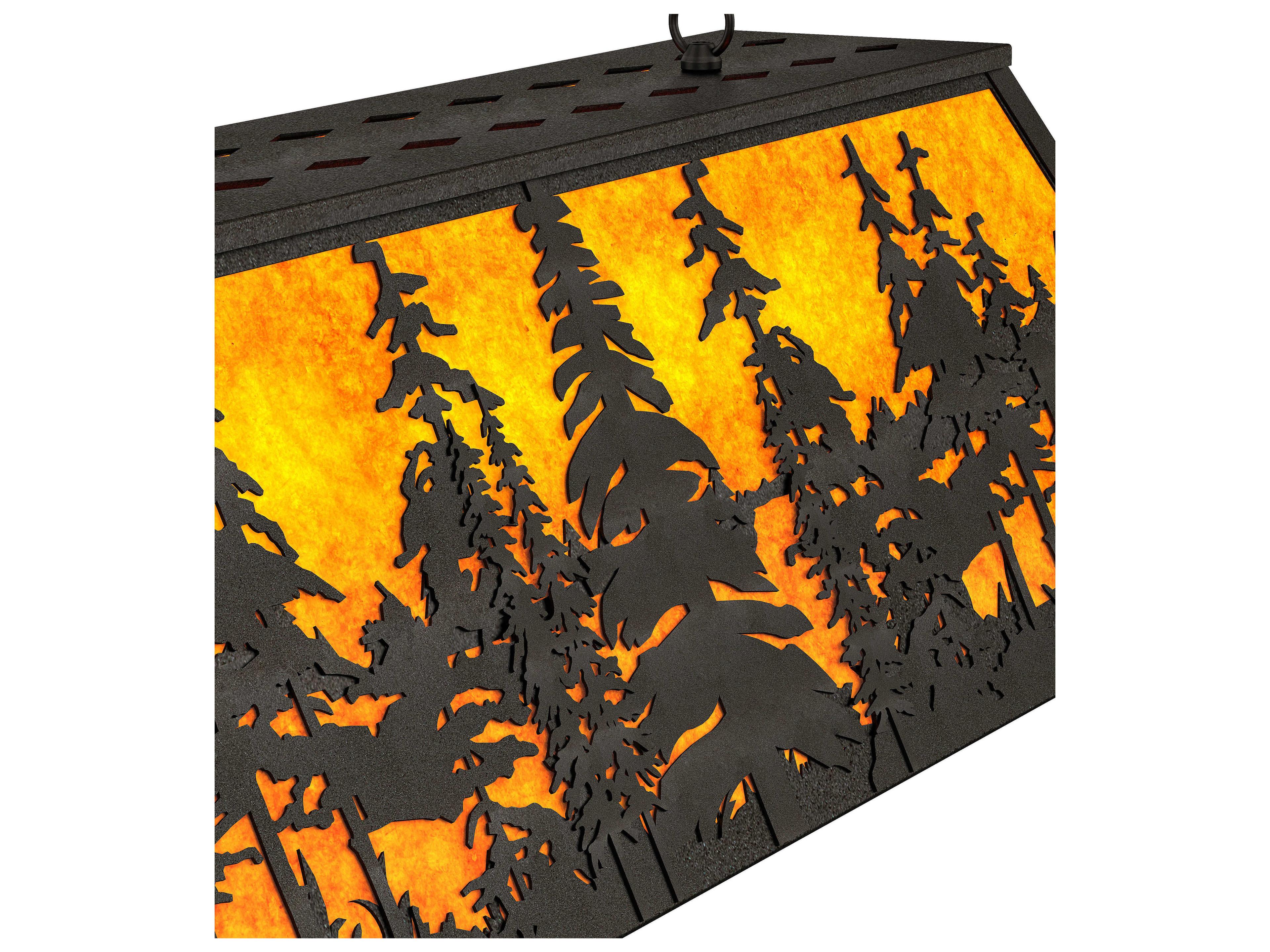 Meyda Tall Pines 6-Light Black Glass Island Pendant