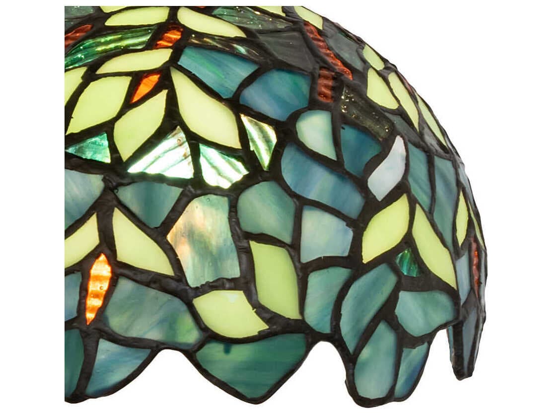 Meyda Nightfall Wisteria 1-Light Mahogany Bronze Glass Tiffany Dome Mini Pendant