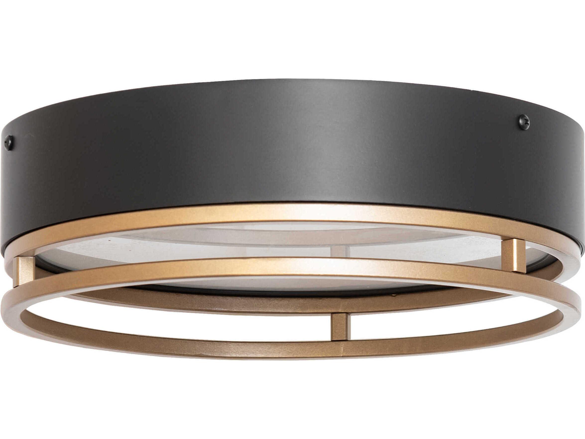Meyda Cilindro 1-Light Matte Black Gold Metallic Round Flush Mount